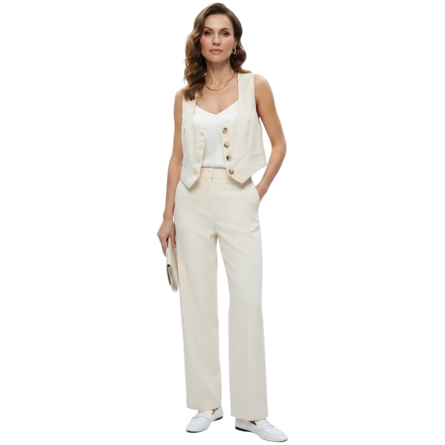 Women's Plain Vest,Beige