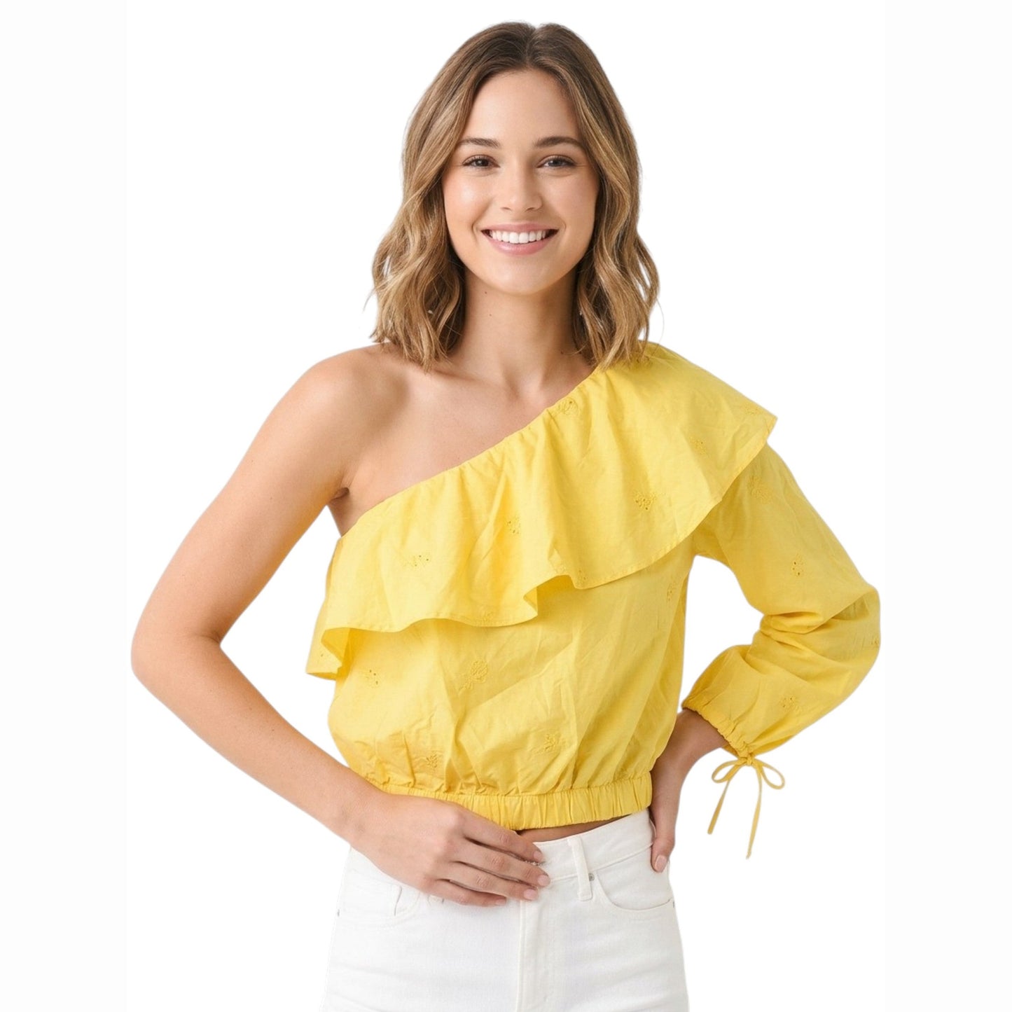Women's Embroidered Top,Yellow