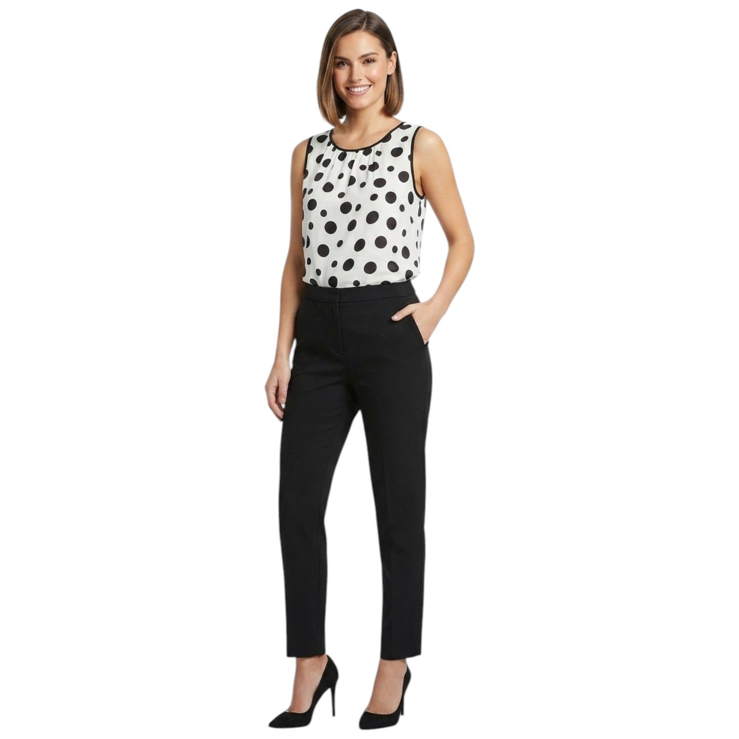 Women's Polka Printed Top,White