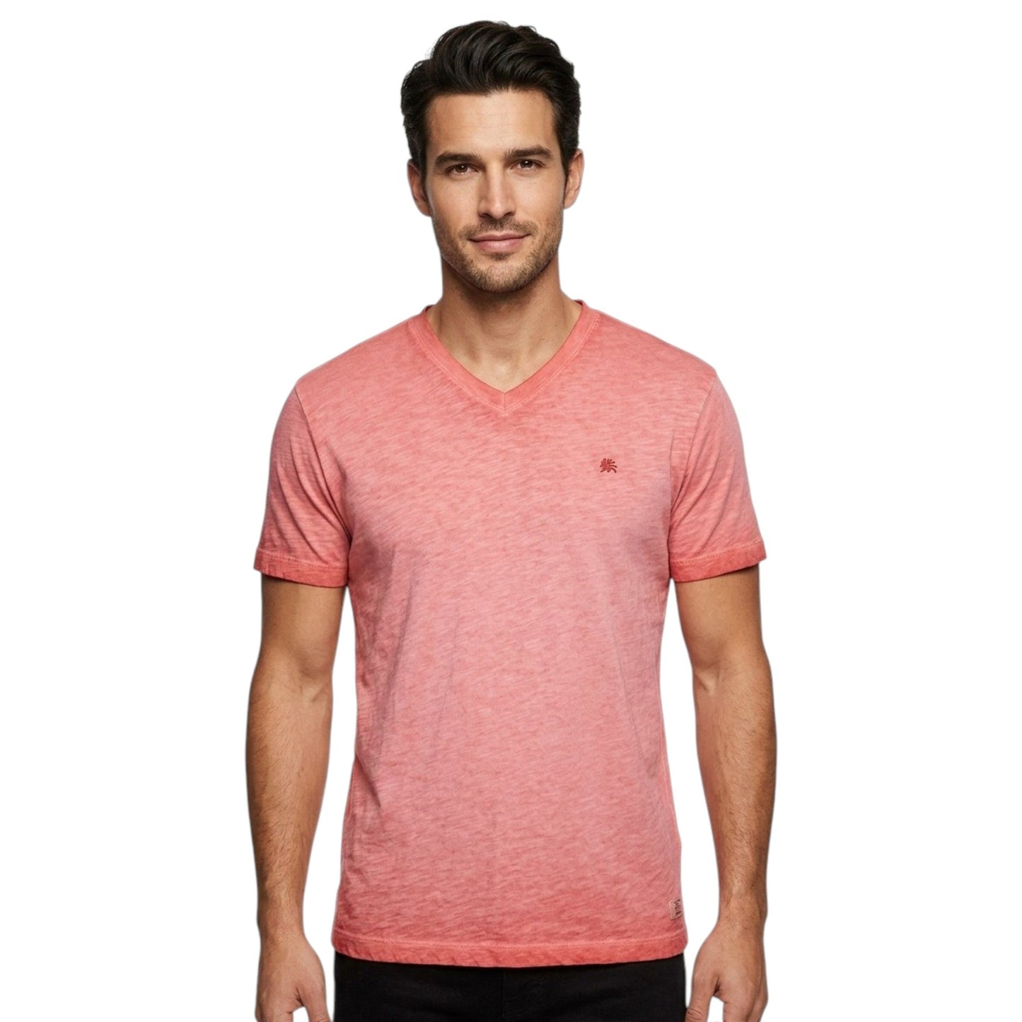 Men's Plain Solid Top,Light Red