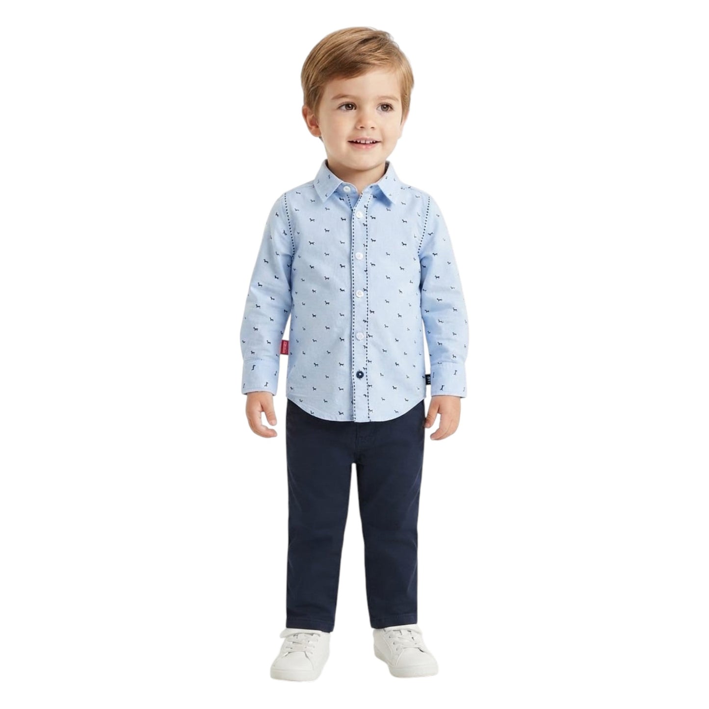 Kids Boy's Printed Dres Shirt,Blue