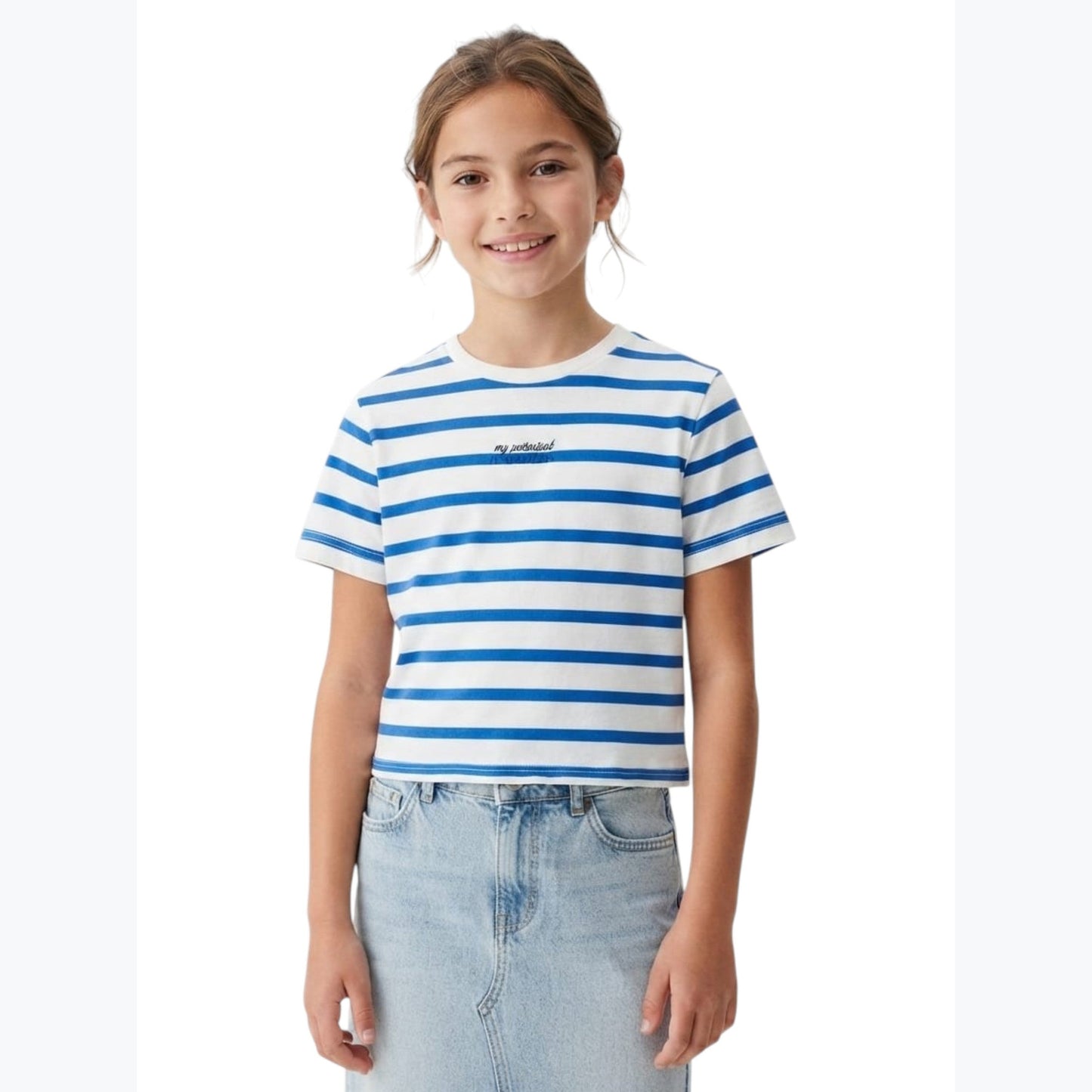 Kids Girl'S Stripped Top,White