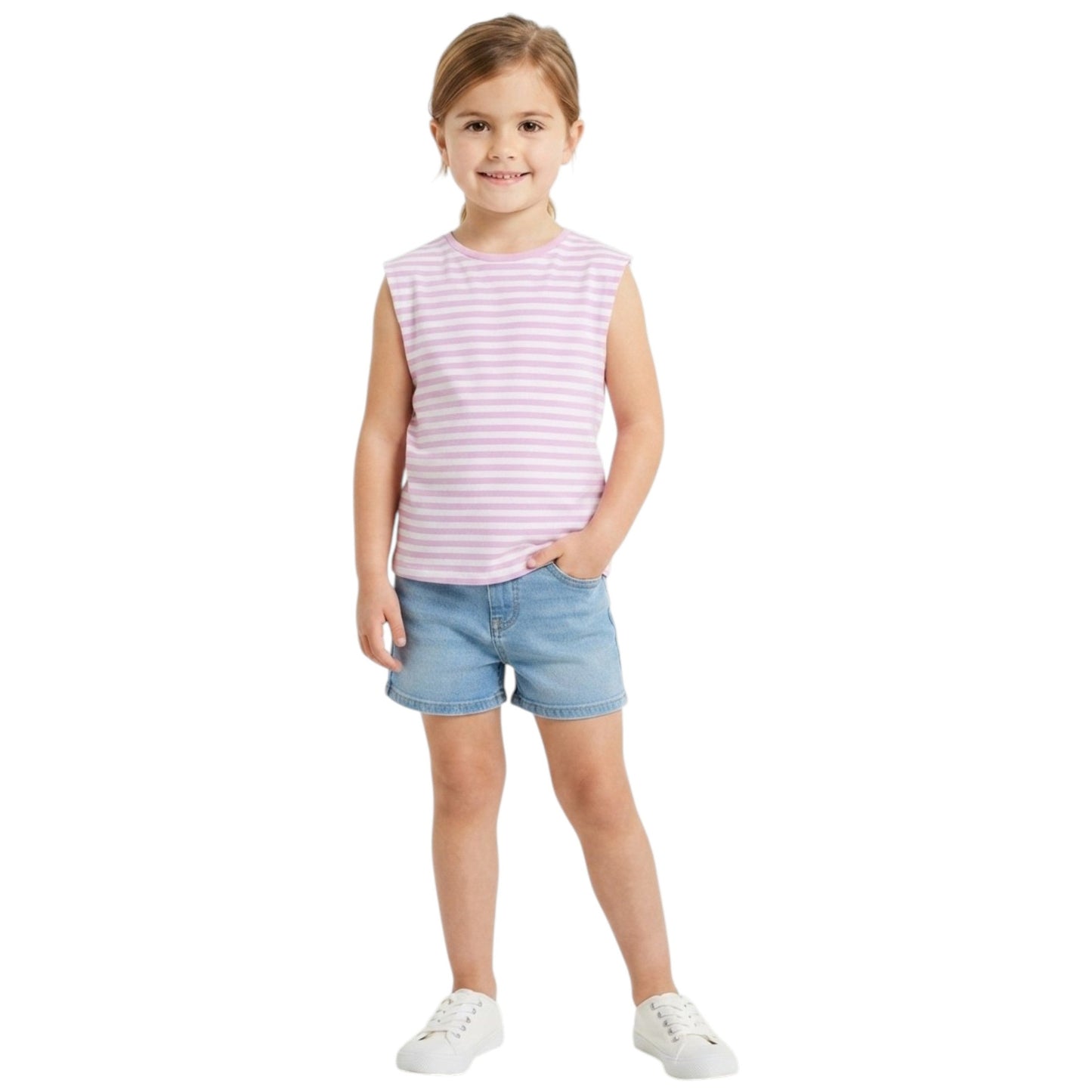 Kids Girl's Stripped Top,Mauve