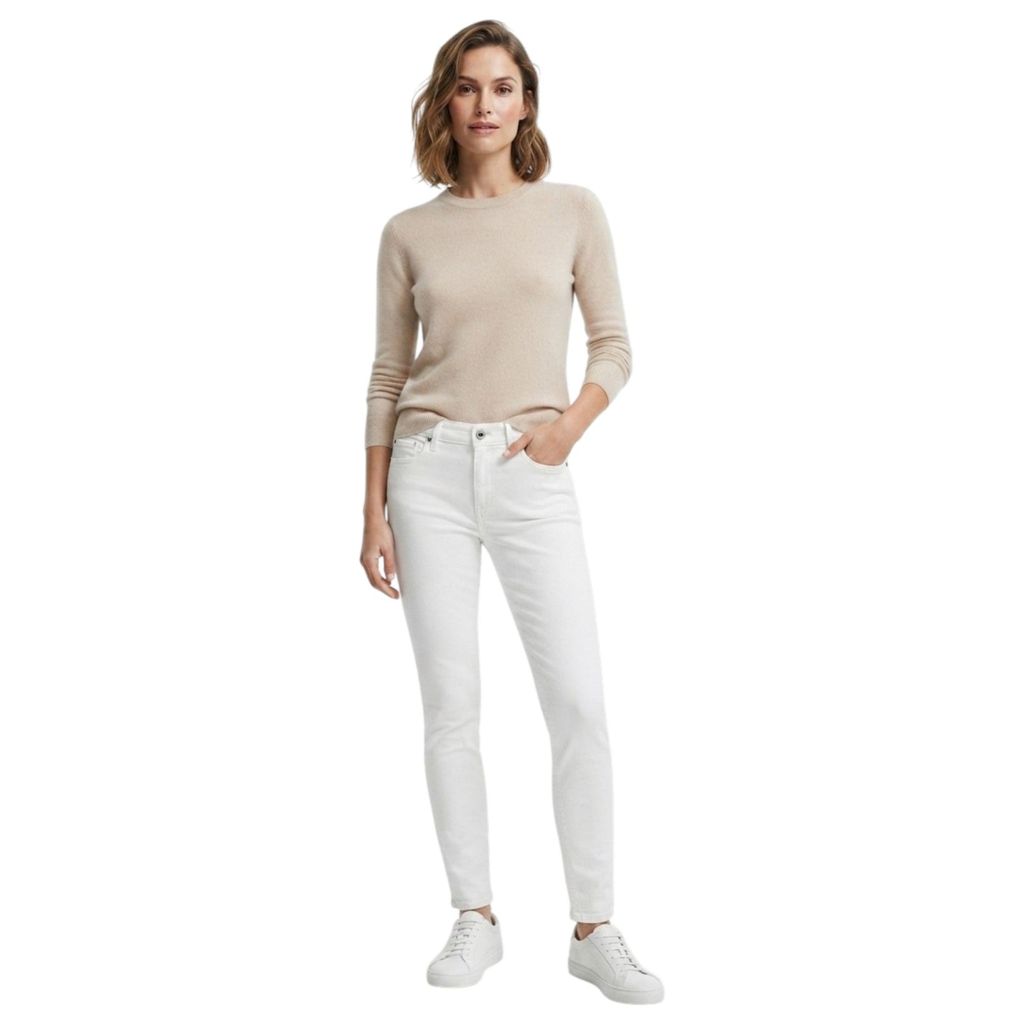 Women's Plain Pants,White