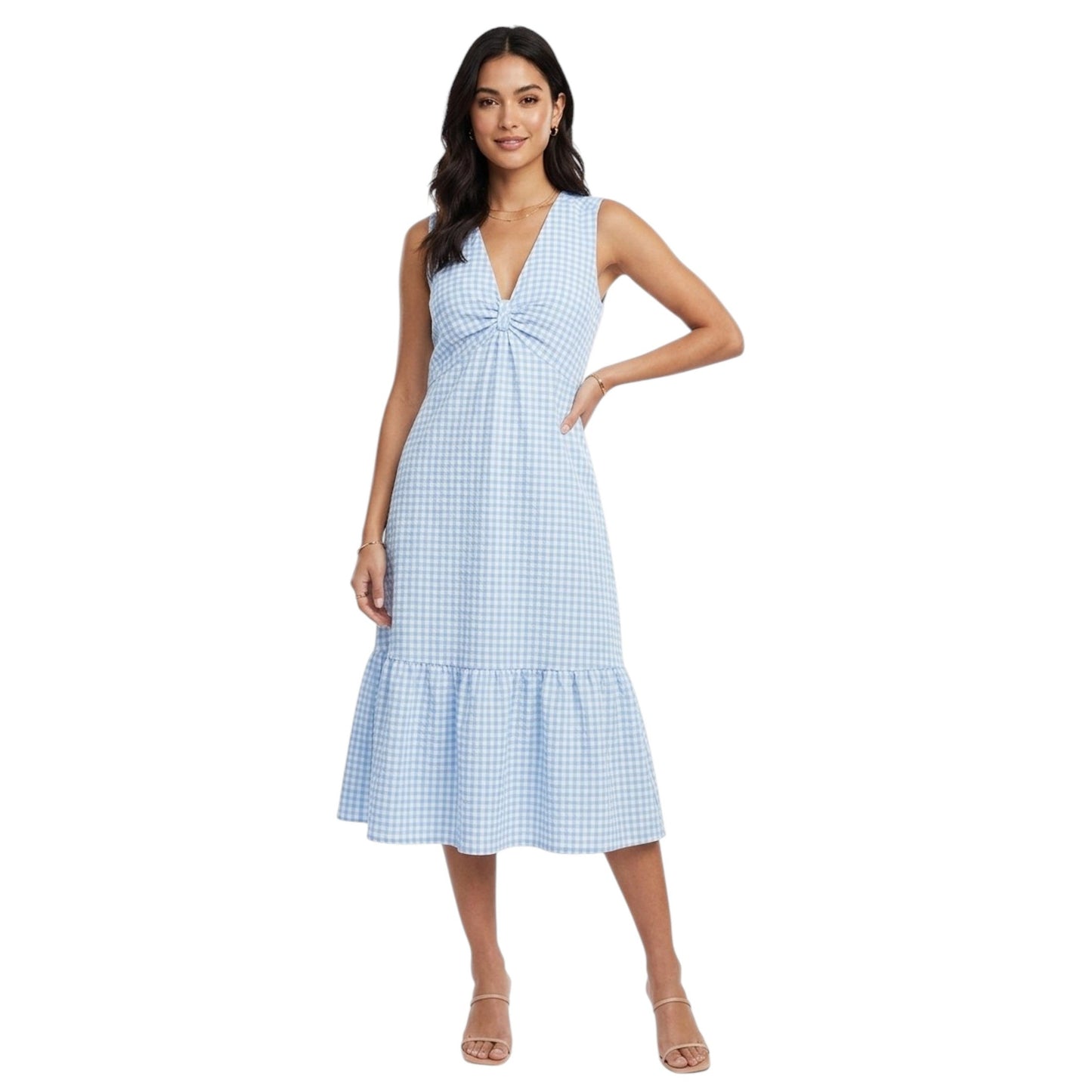 Women's Plaid Dress,Blue/White