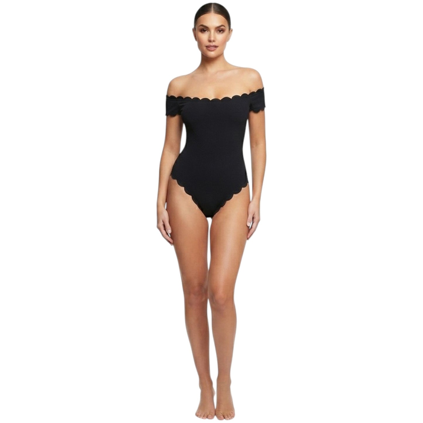 Women's Ribbed One Pieces Swimsuit,Black
