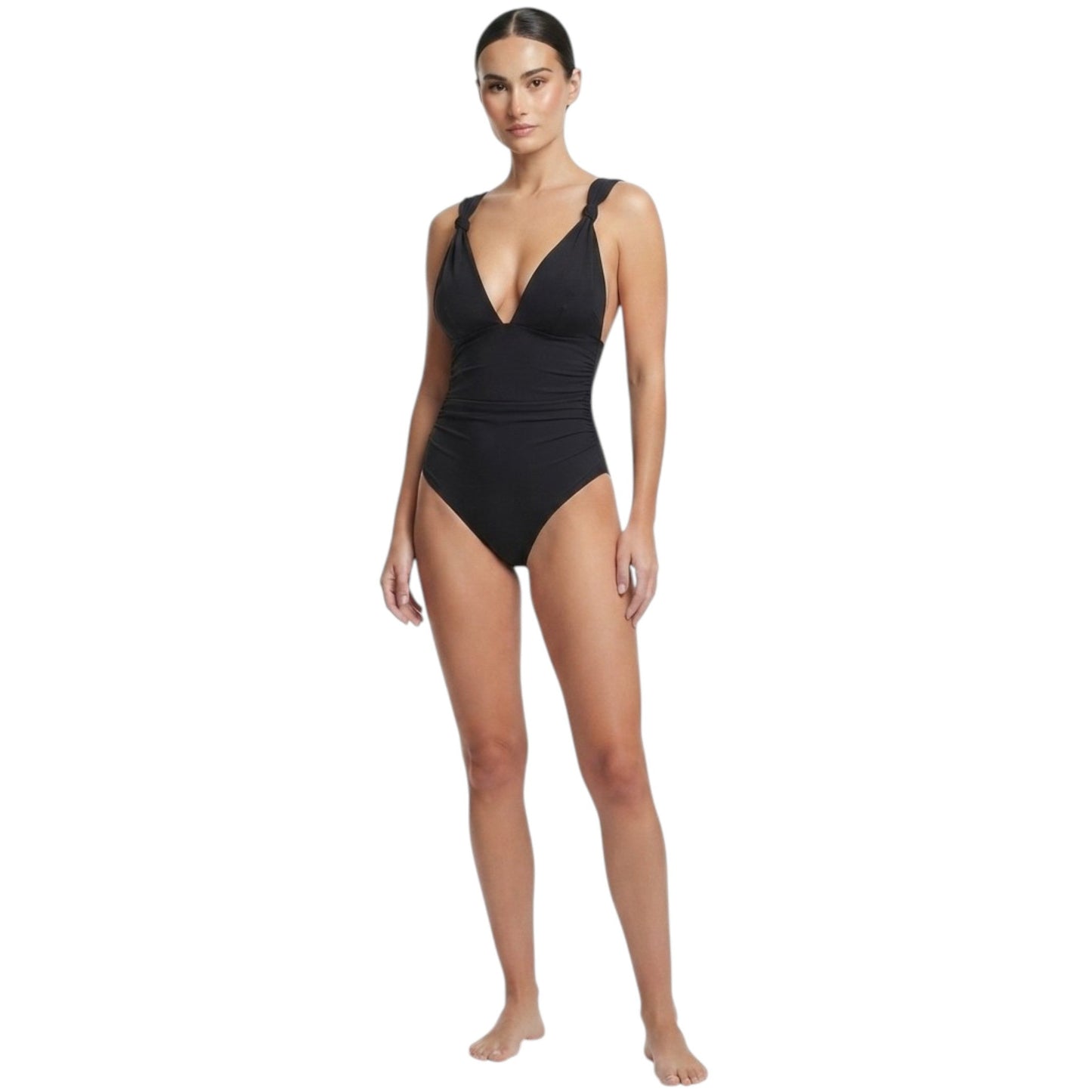 Women's Plain Solid One Pieces Swimsuit,Black