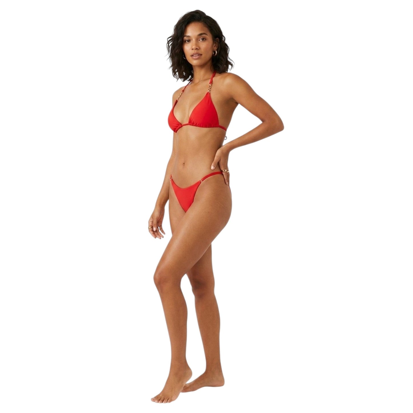 Women's Plain Solid Bikini Bottom,Red