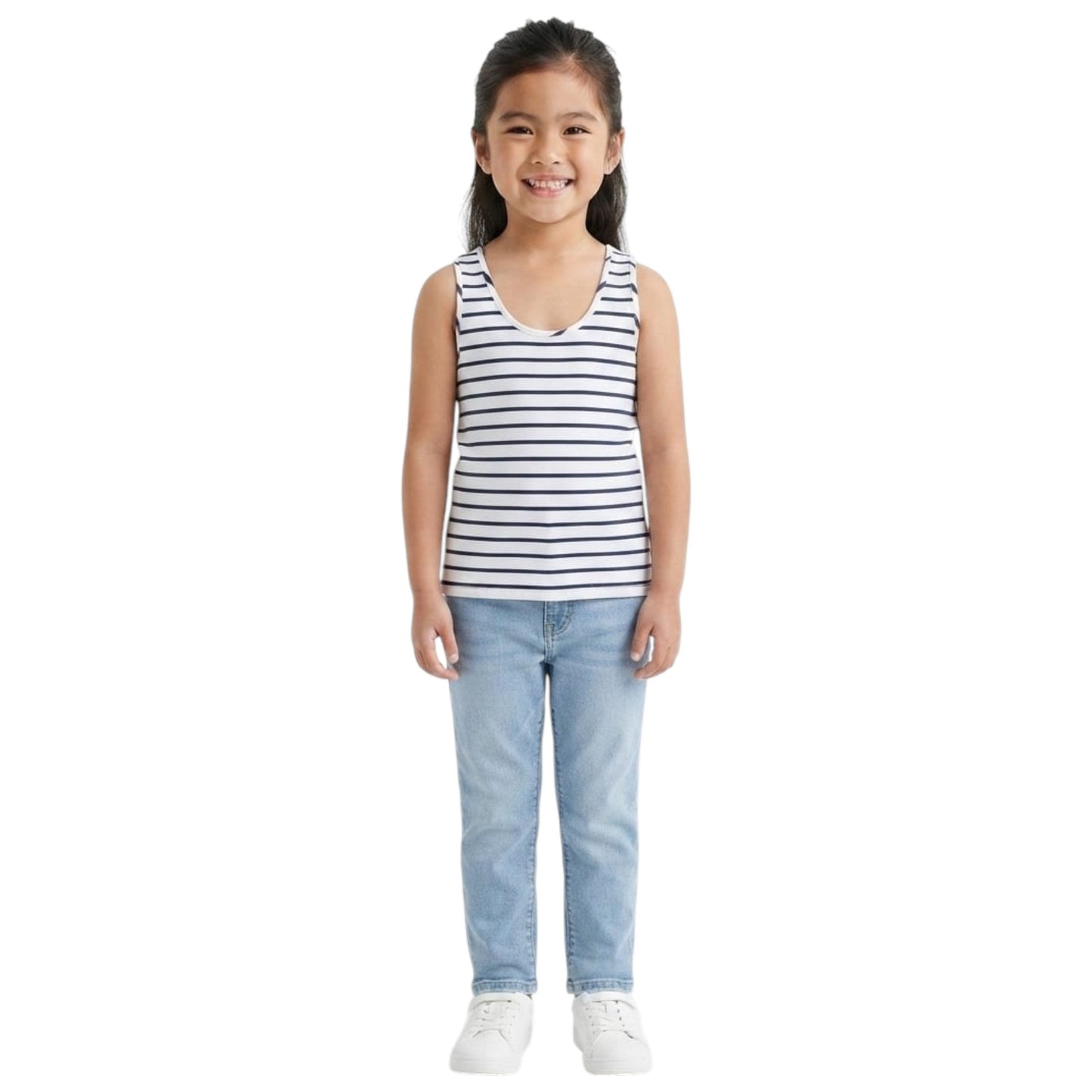Kids Girl's Stripped Top,White
