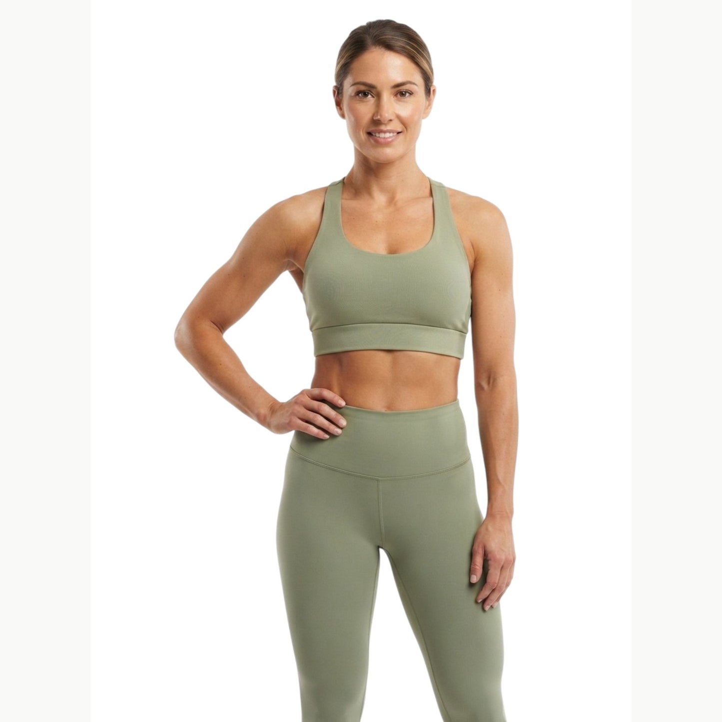 Women's Plain Solid Sport Top,Light Olive
