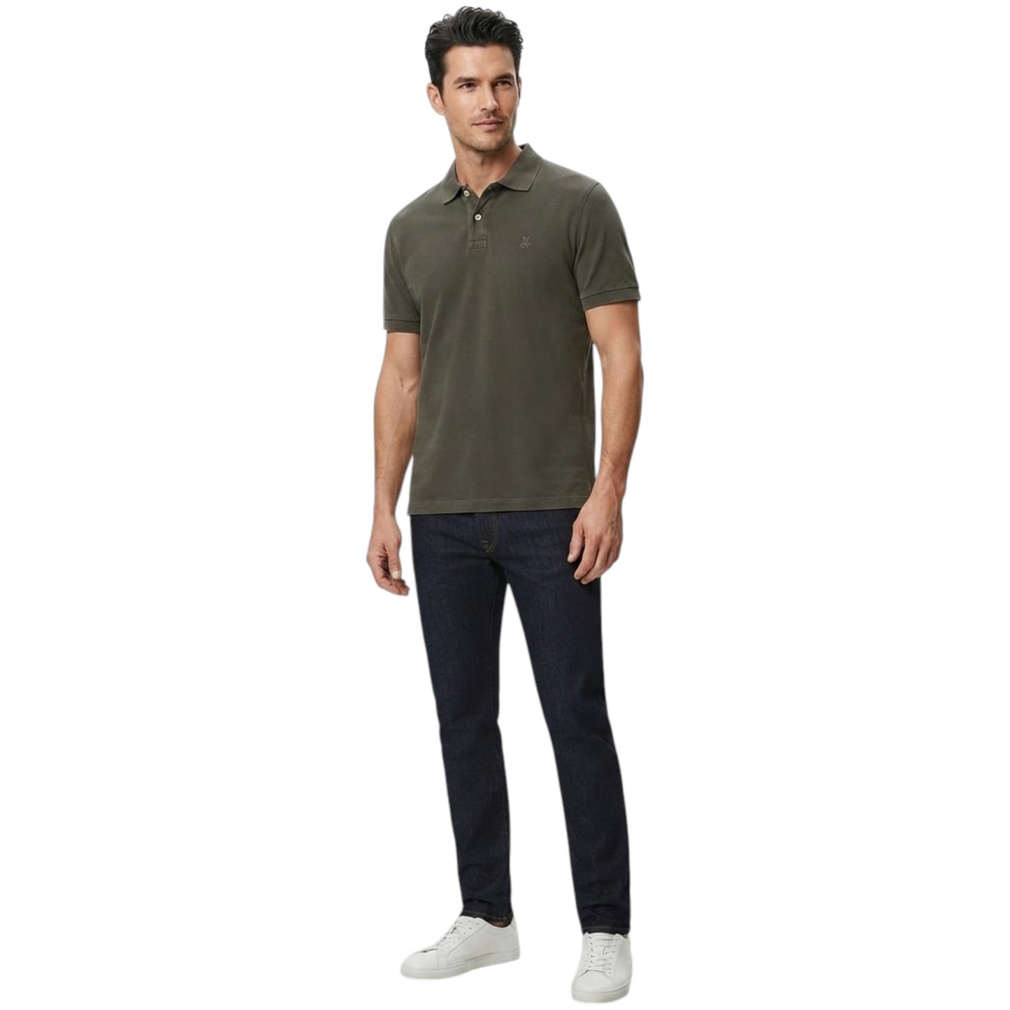Men's Textured Polo T-Shirt,Dark Olive