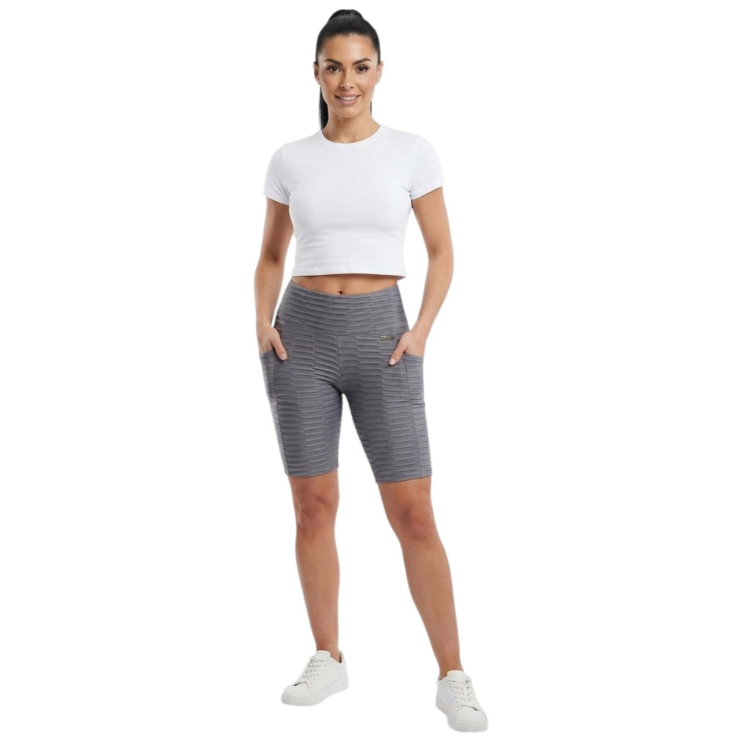 Women's Textured Short Legging,Grey