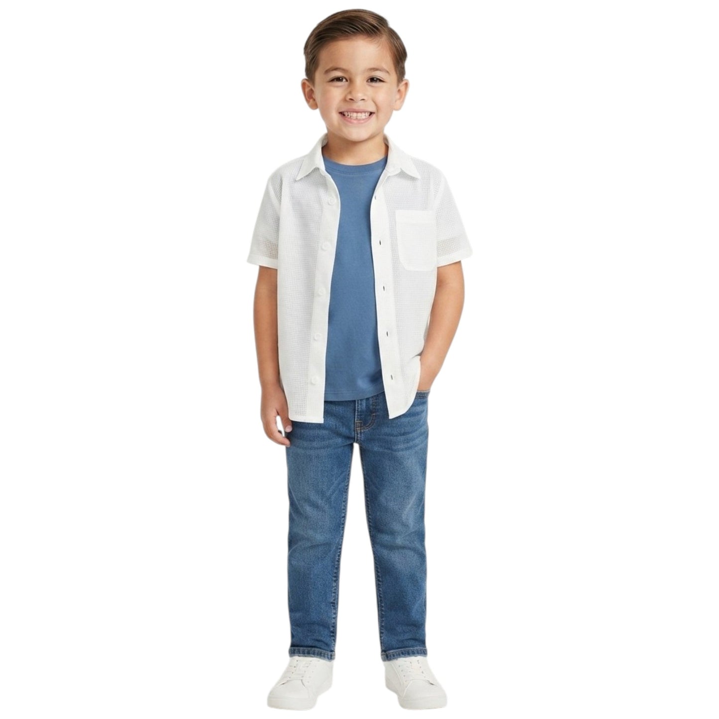 Kids Boy's Plain Dress-Shirt,White