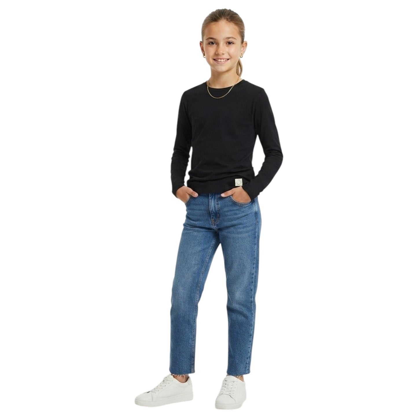 Kids Girl's Plain Solid Top,Black