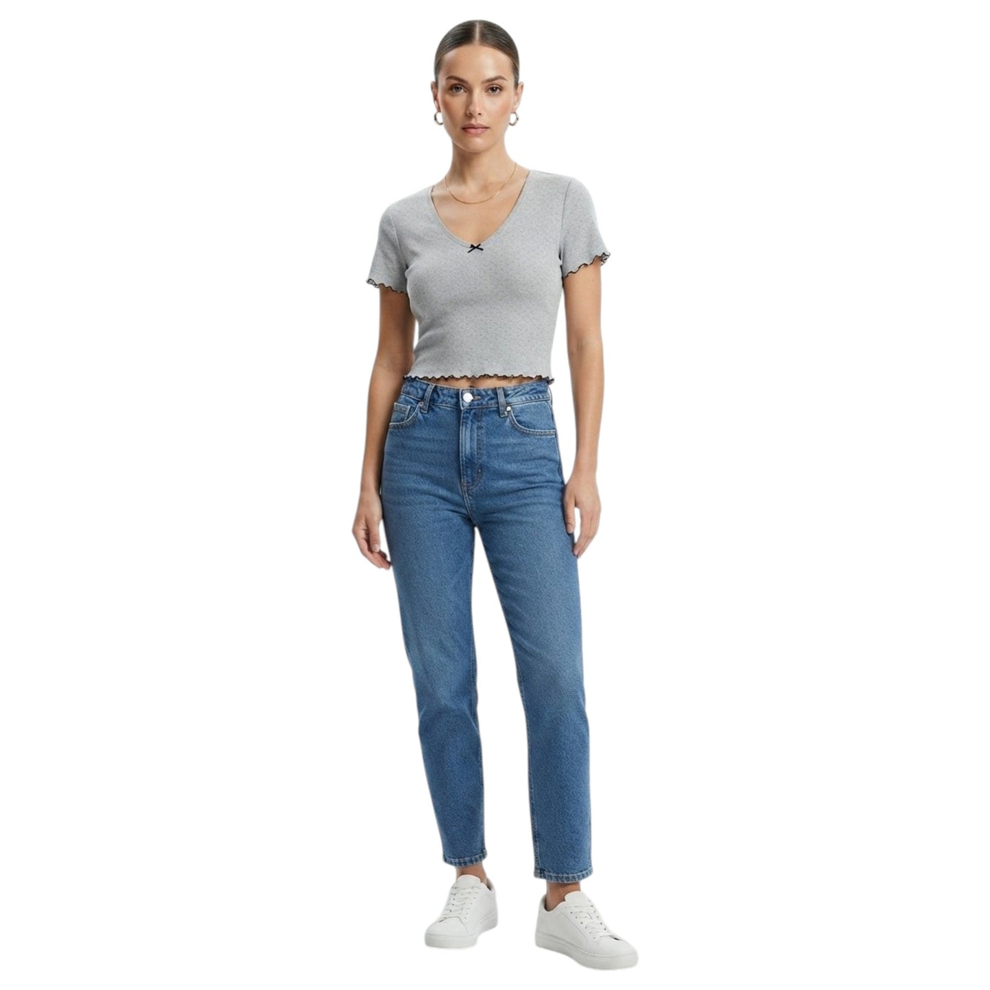 Women's Textured Crop Top,Grey