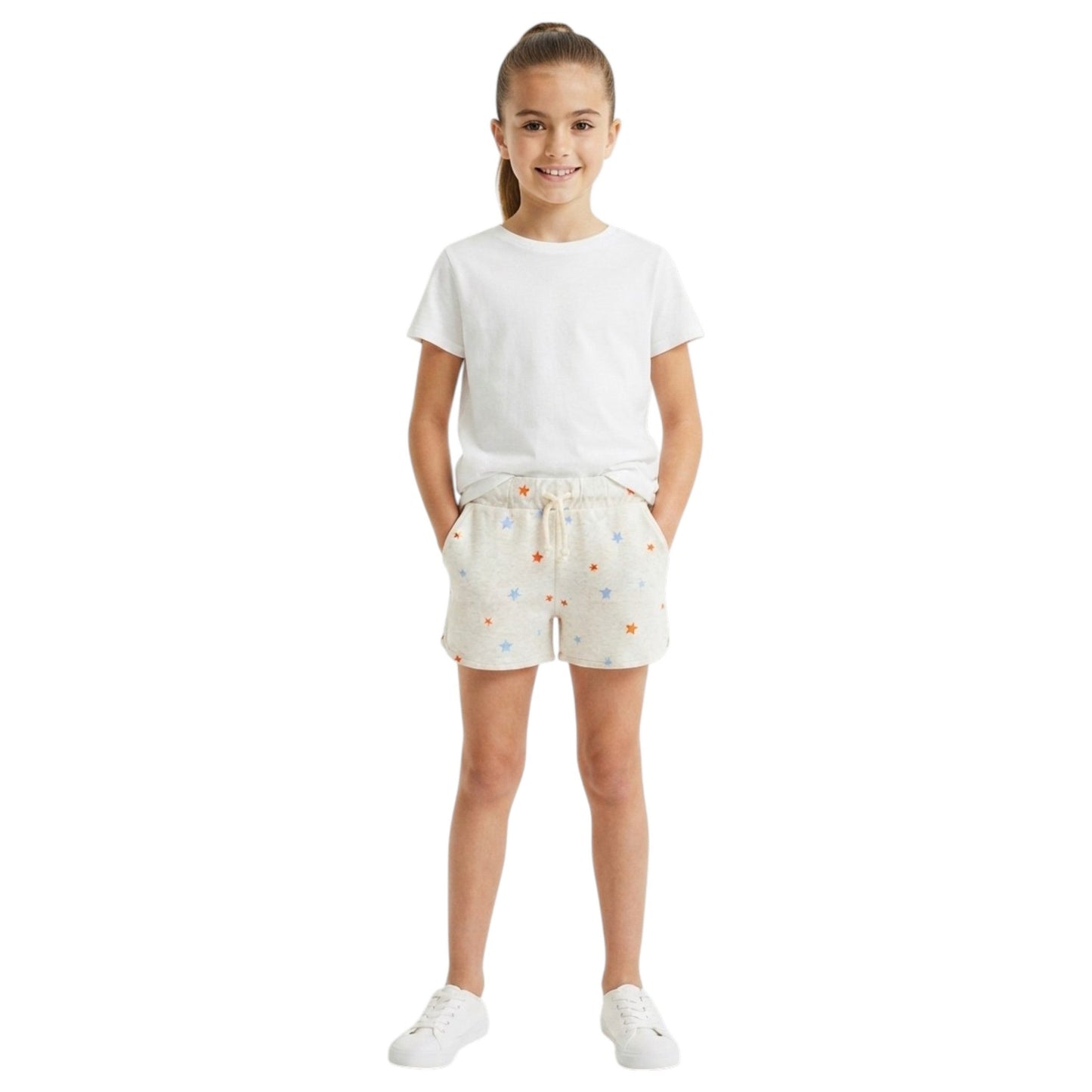 Kids Girl's Printed Short,Light Grey