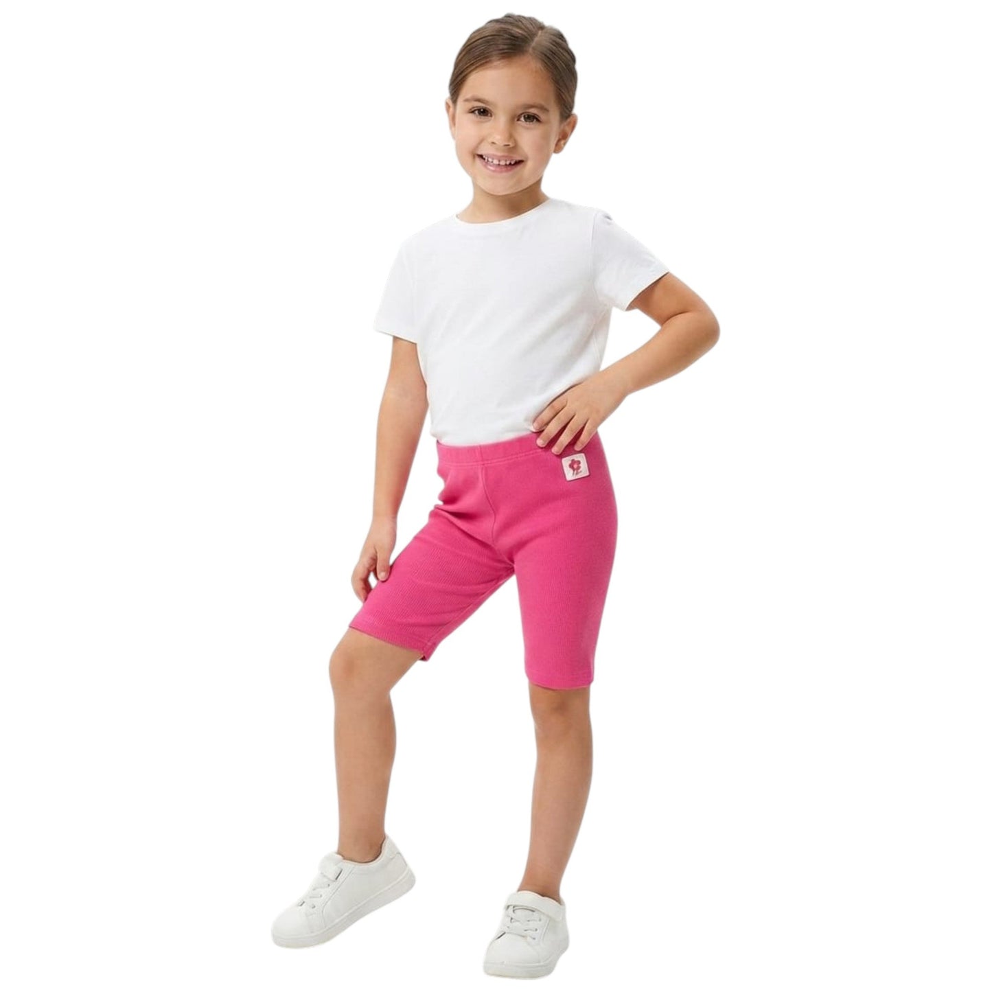 Kids Girl's Ribbed Capri Pant,Hot Pink