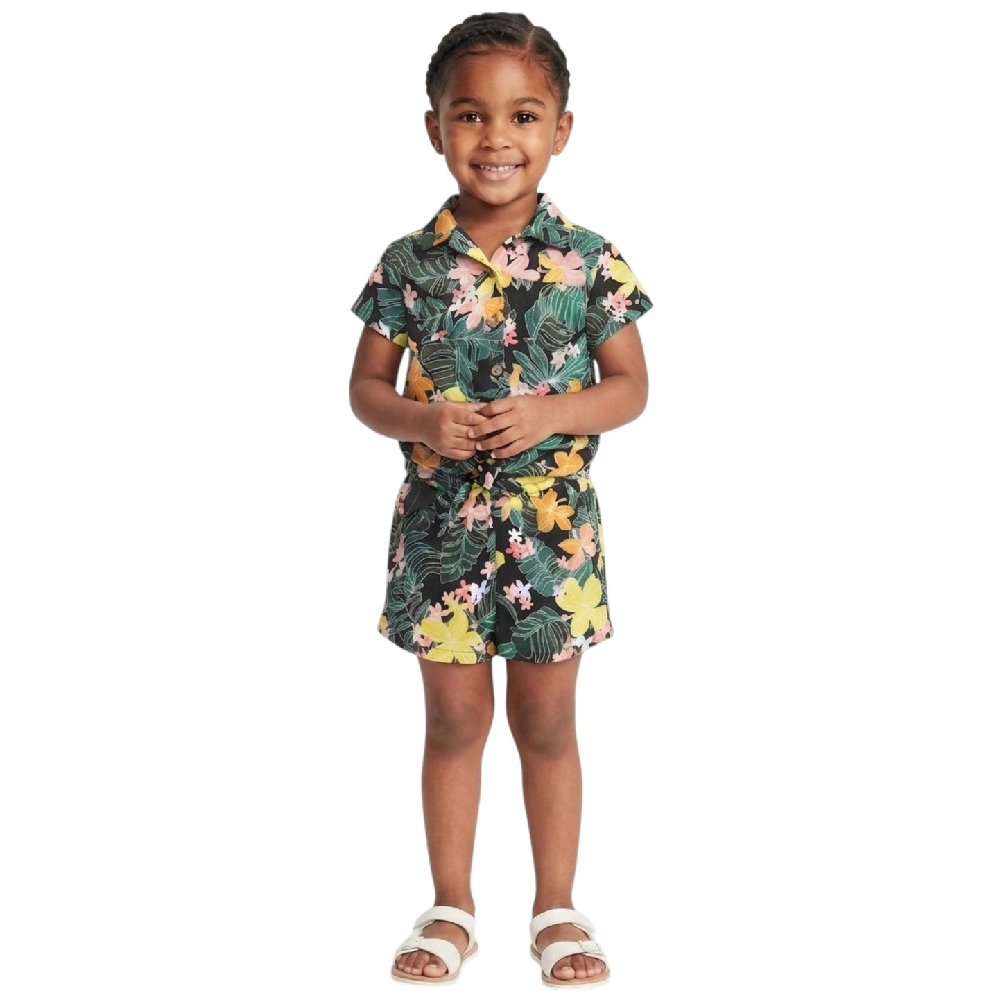 Kids Girl's Floral Printed Set Top & Short,Multi