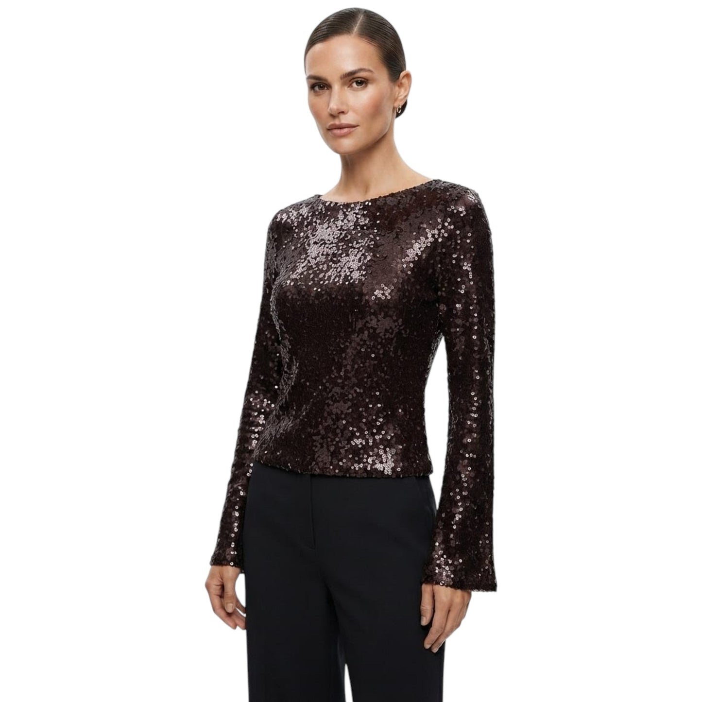 Women's Sequin Top,Brown