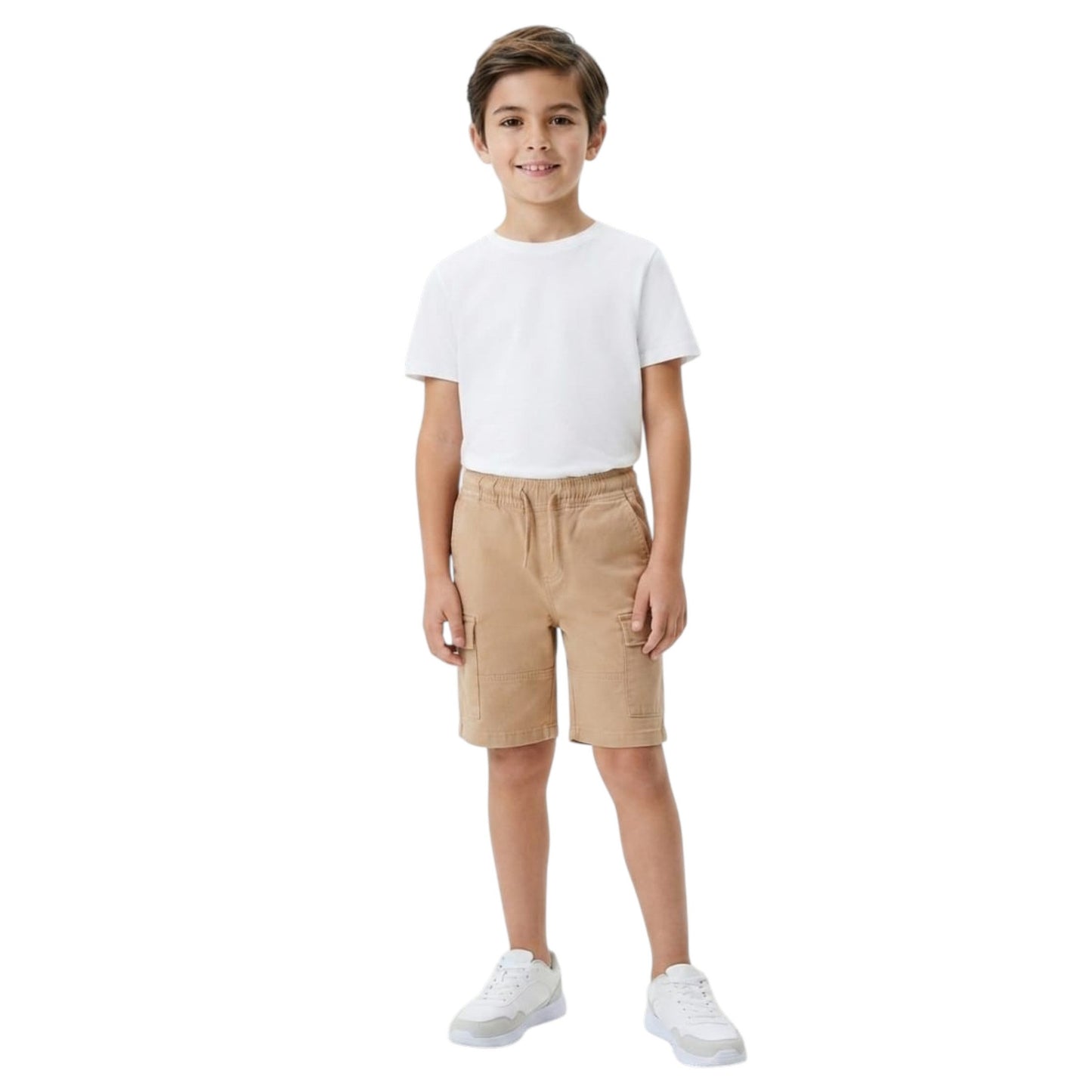Kids Boy's Plain Solid Cargo Short,Dark Beige