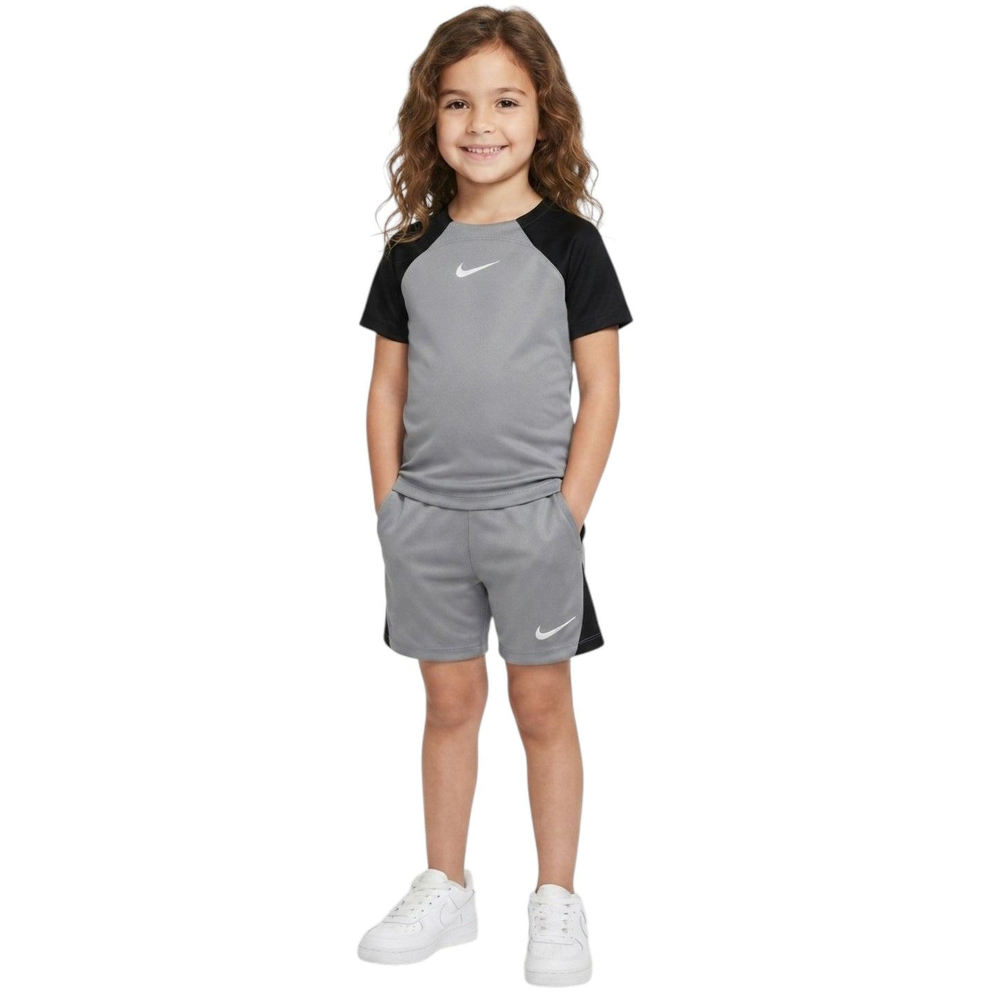 Kids Girl's Colorblocked Sport Set Top & Short,Black/Dark Grey
