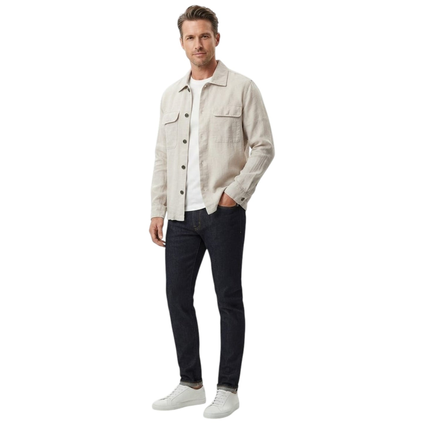 Men's Plain Dress Shirt,Dark Beieg