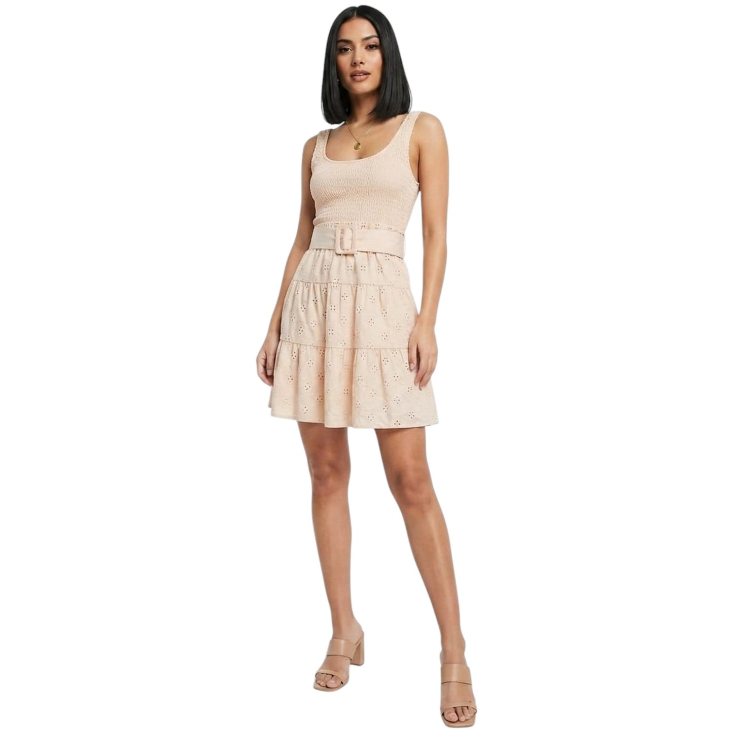Women's Ribbed Dress,Beige