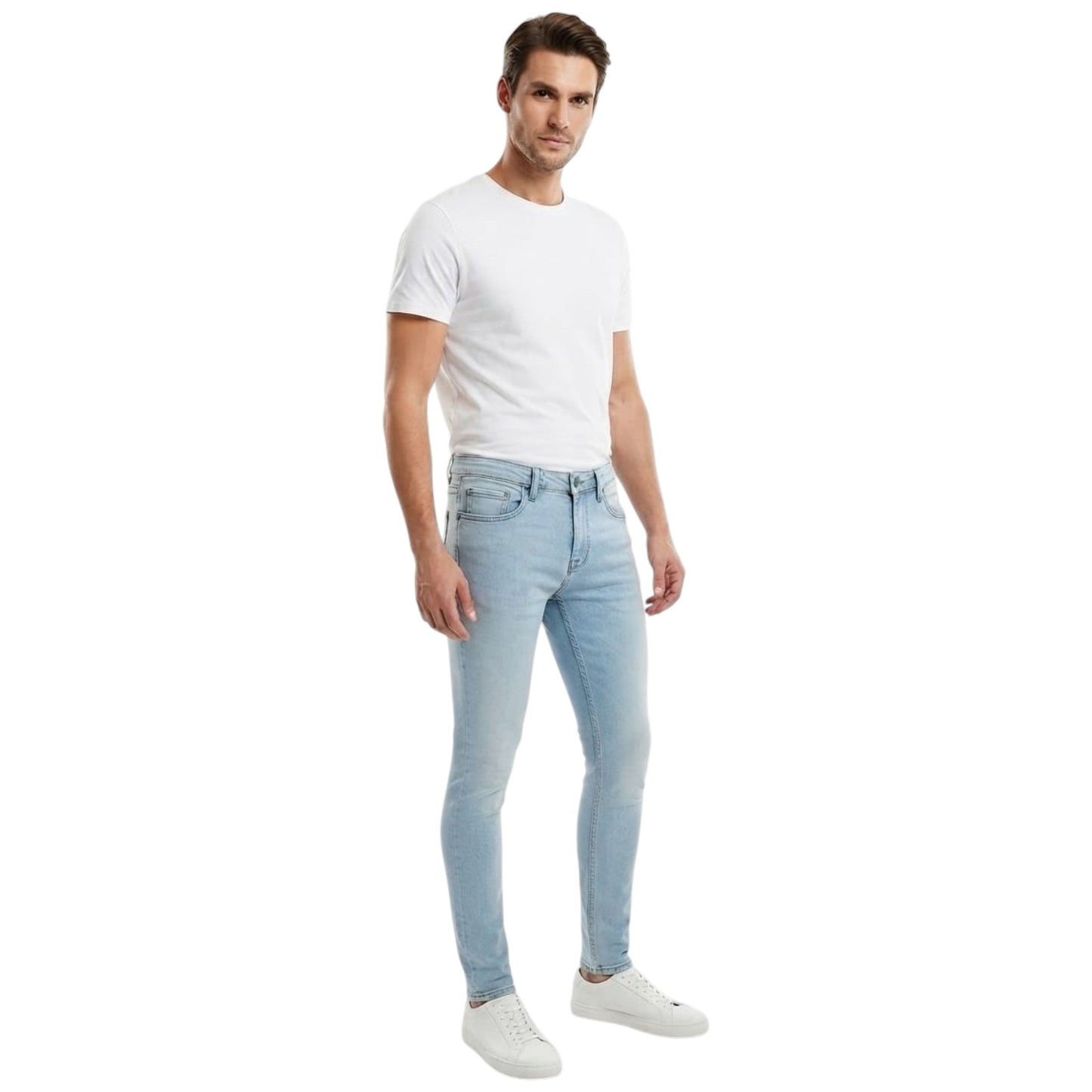 Men's Plain Solid Jeans,Light Blue