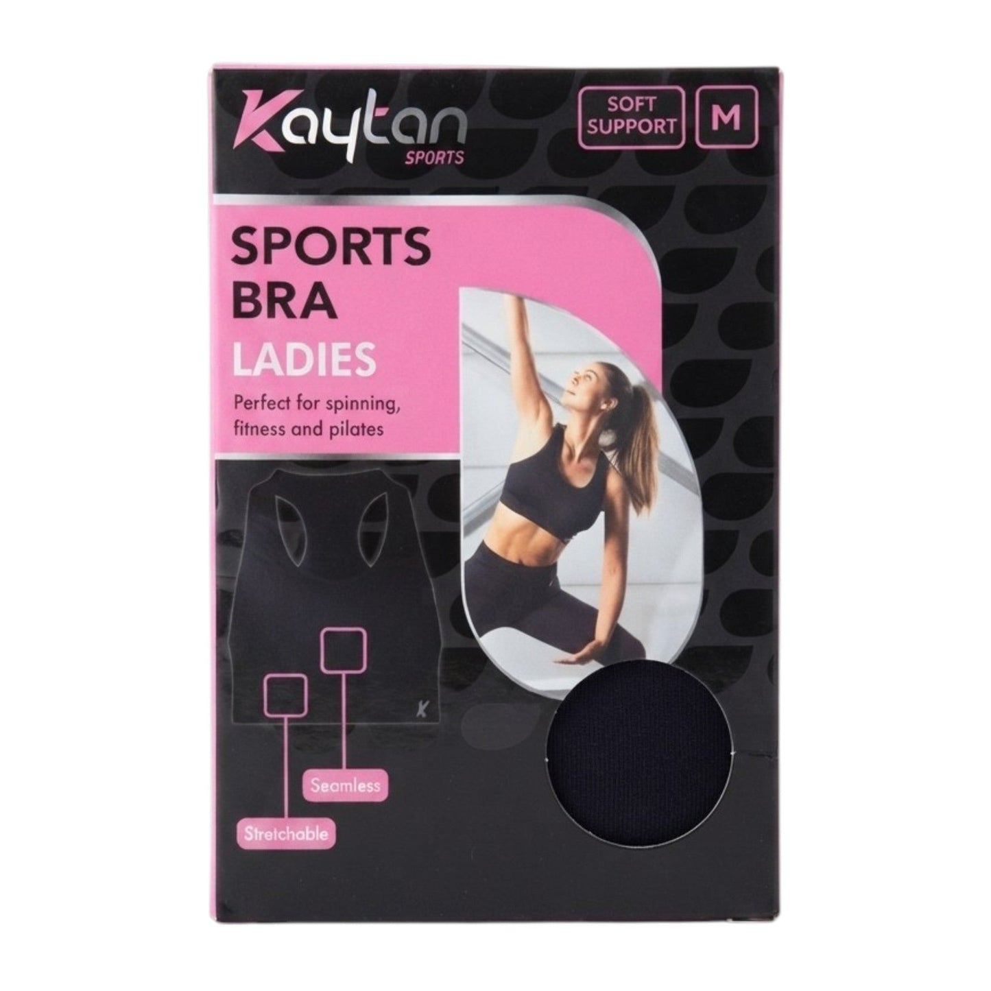 Women's Plain Solid Sport Bra,Black
