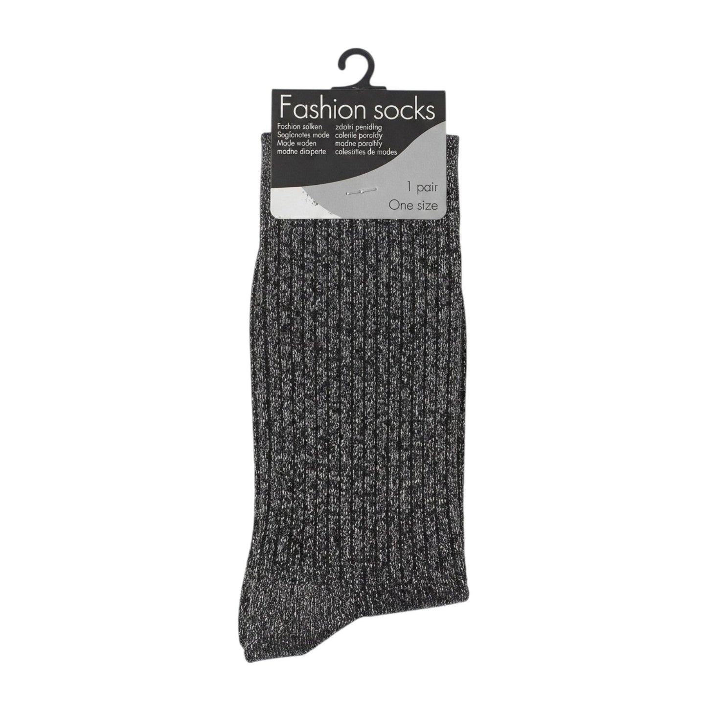 Women's Knitted Glitter Socks,Black