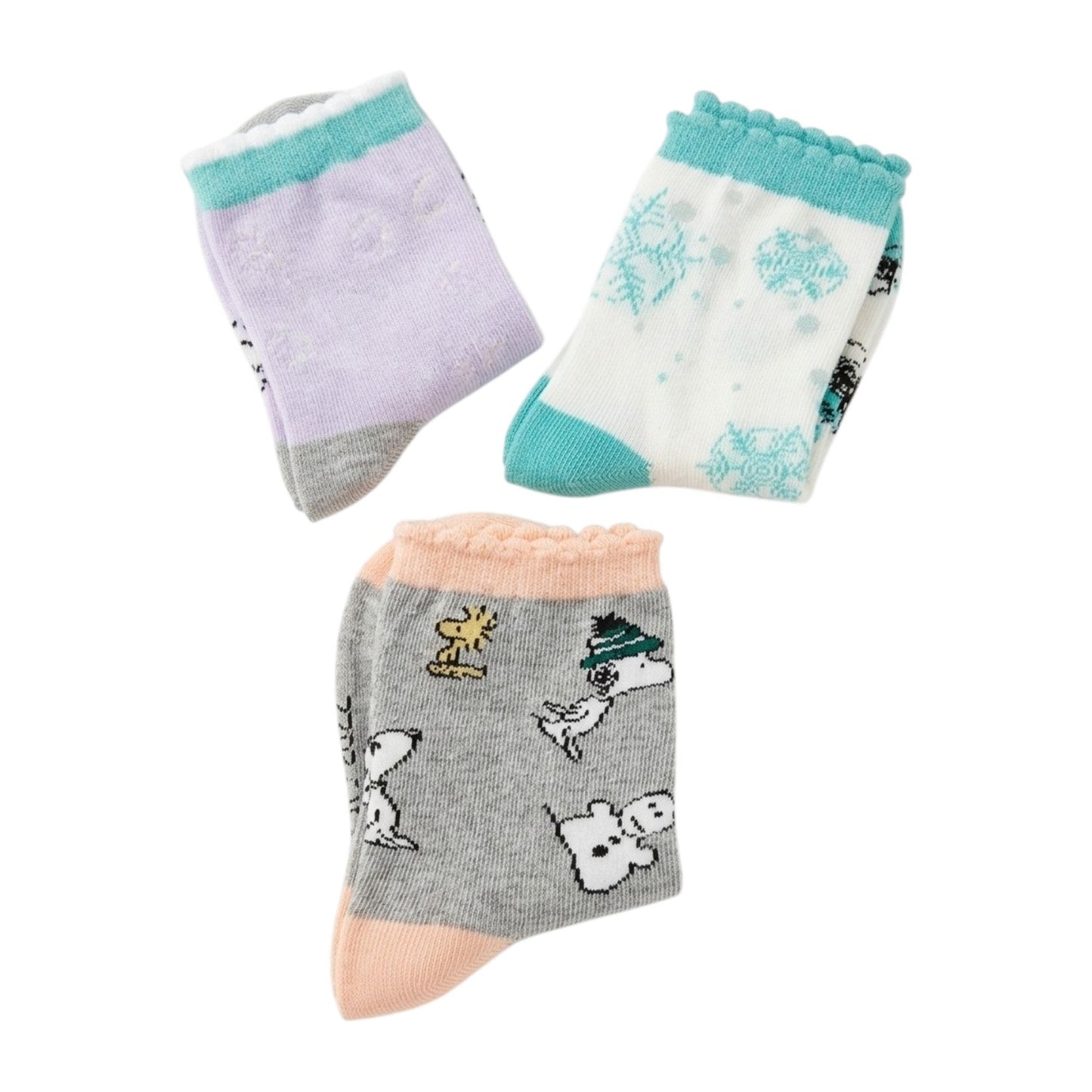 Kids Girl's Printed Socks Set 3Pieces,Multi
