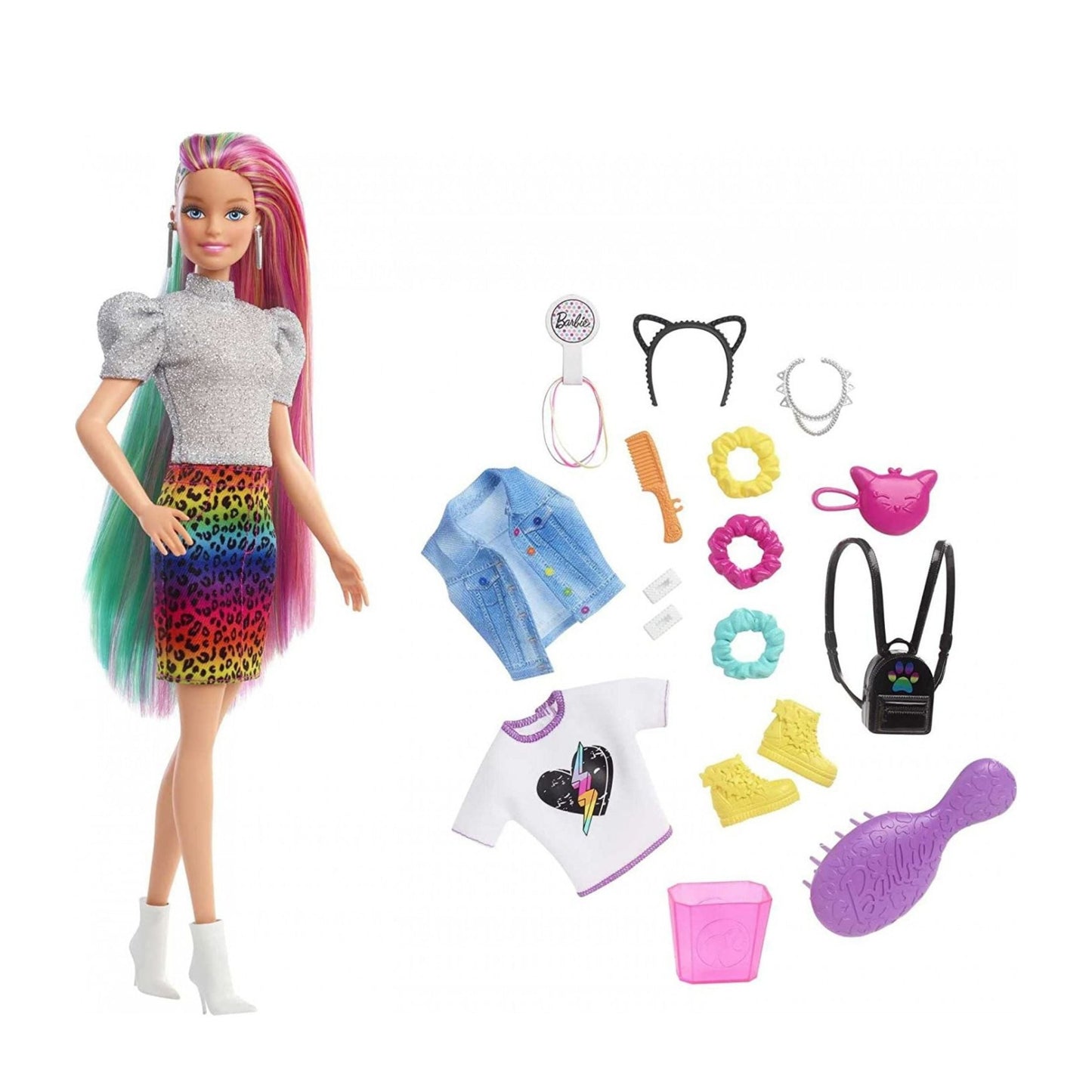 Barbie Leopard Rainbow Hair