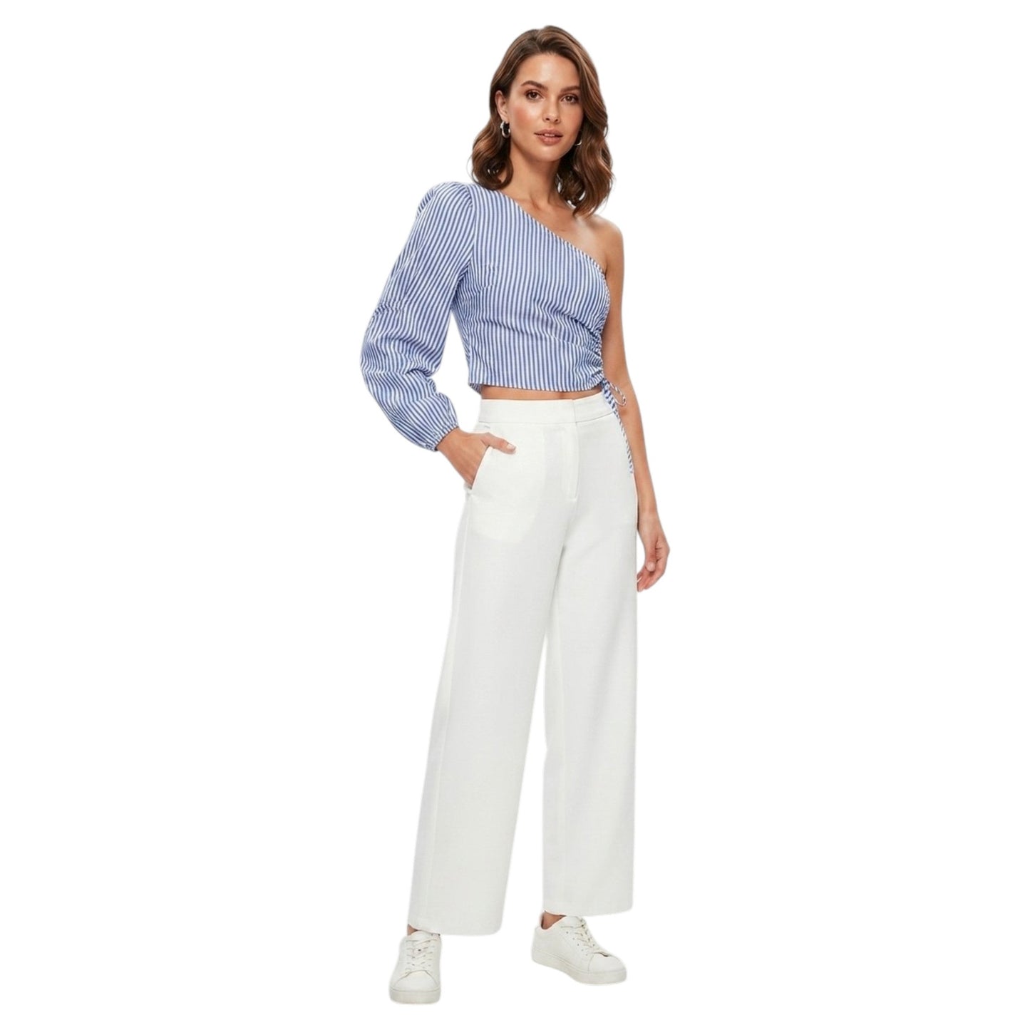 Women's Striped Top,Blue/White