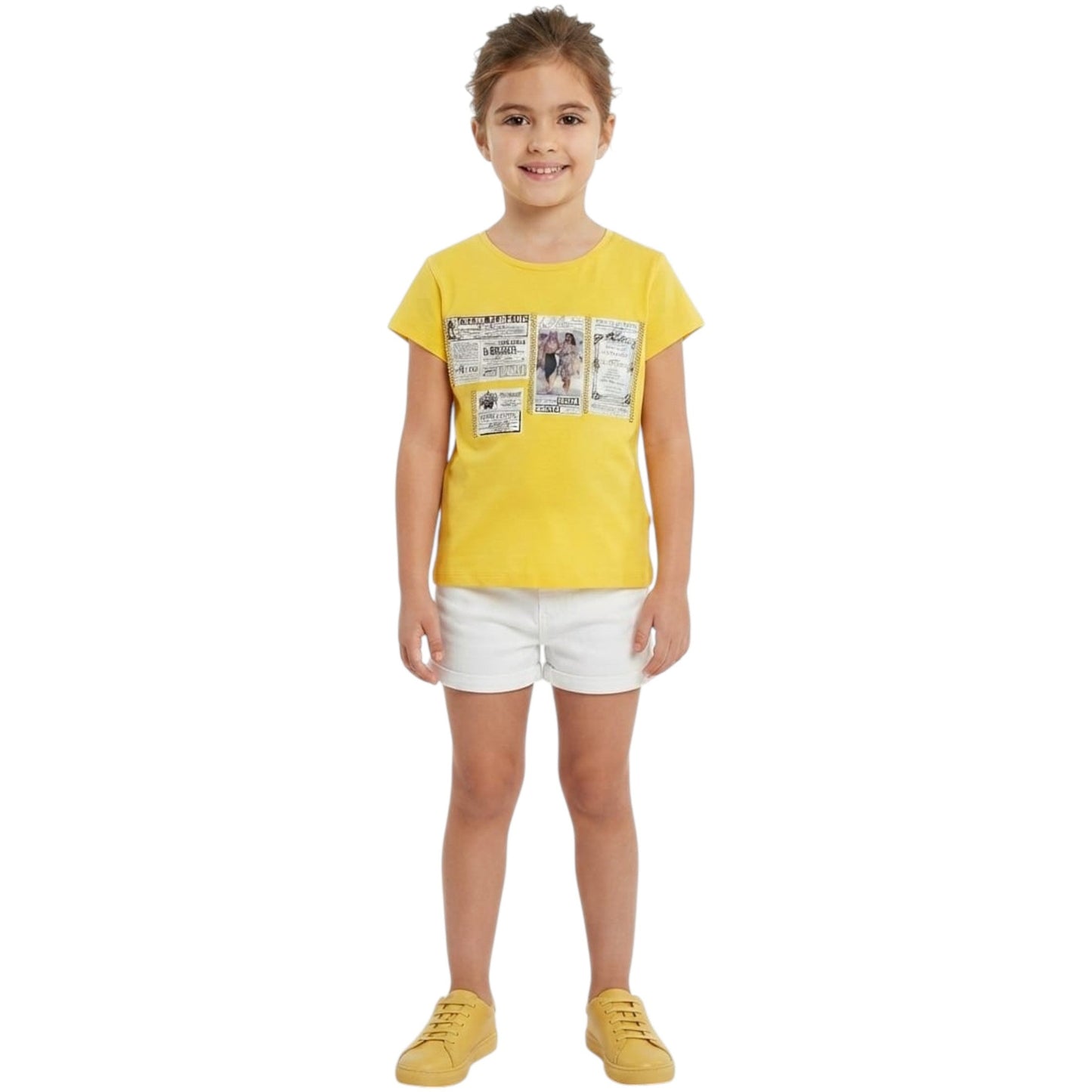 Kids Girl's Printed Top,Yellow