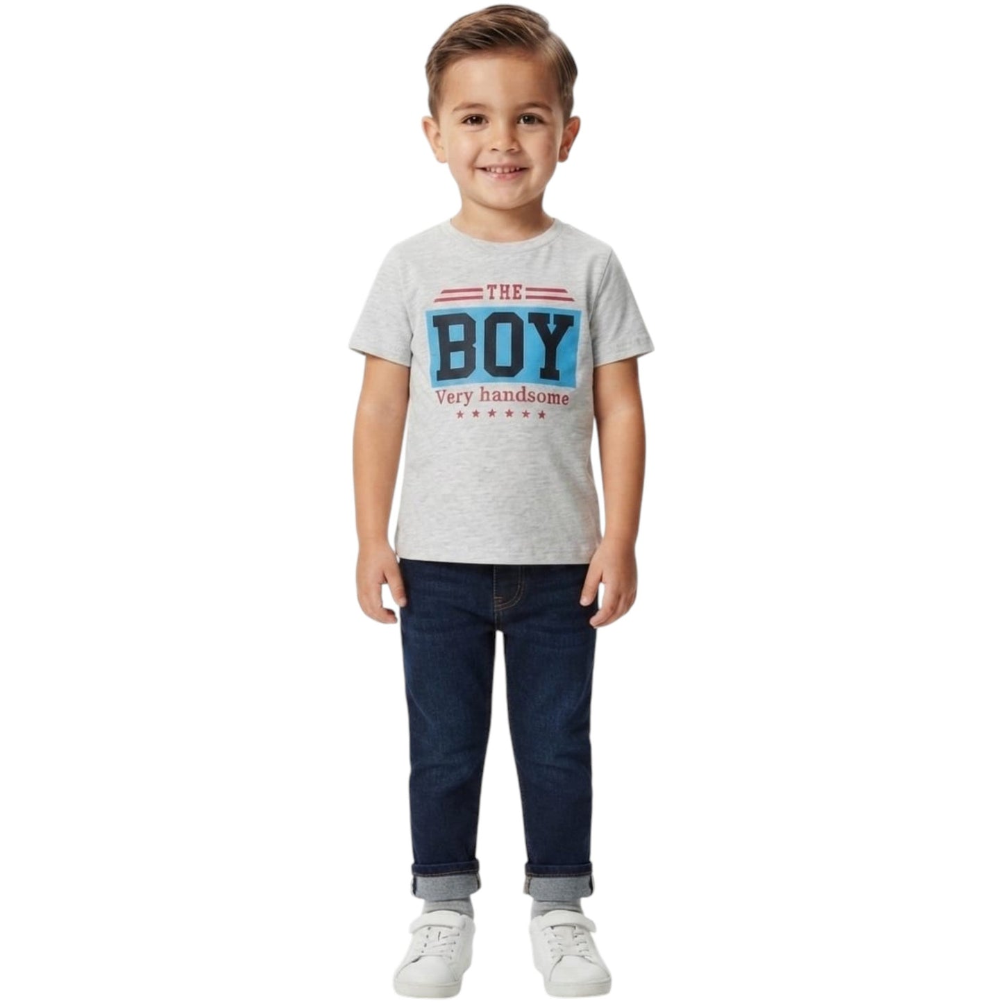 Kids Boy's Printed Top,Light Grey