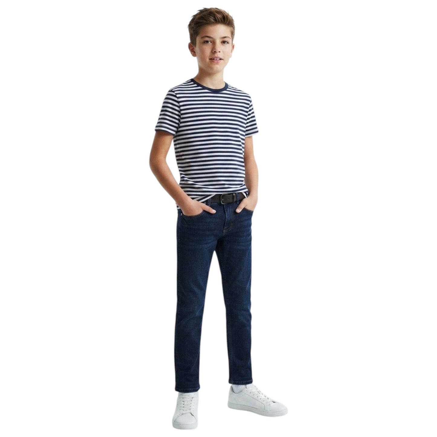 Kids Boy's Striped Top,White/Navy
