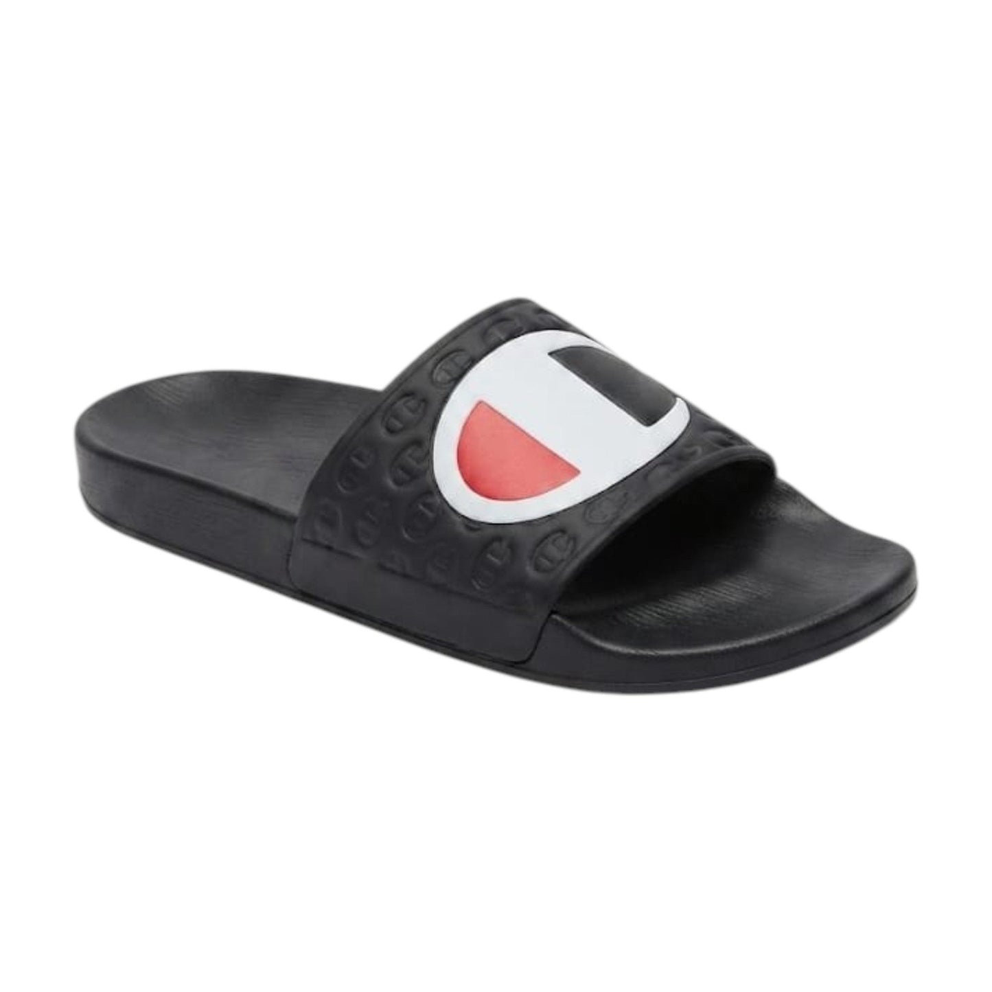 Men's Logo Patched Slippers,Black