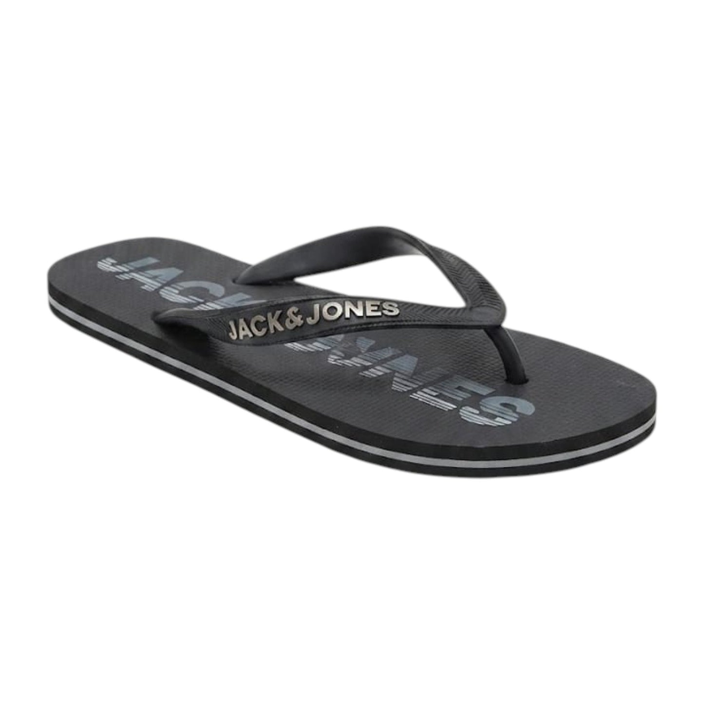 Men's Logo Patched Slippers,Black