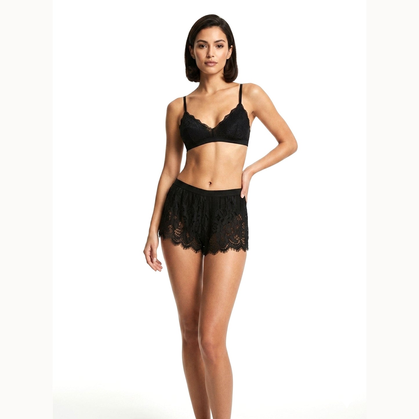 Women's Lace Sleepwear Short,Black