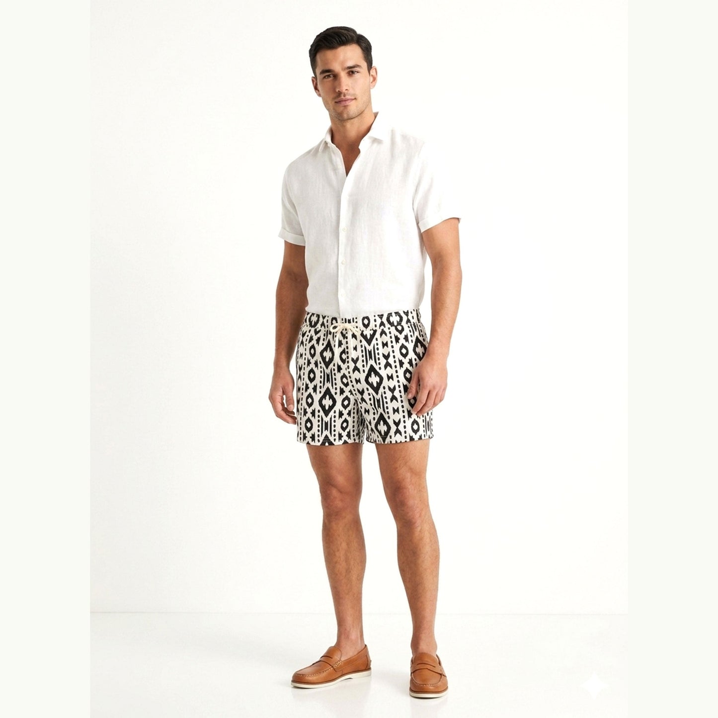 Men's Printed Swim Short,Black/White