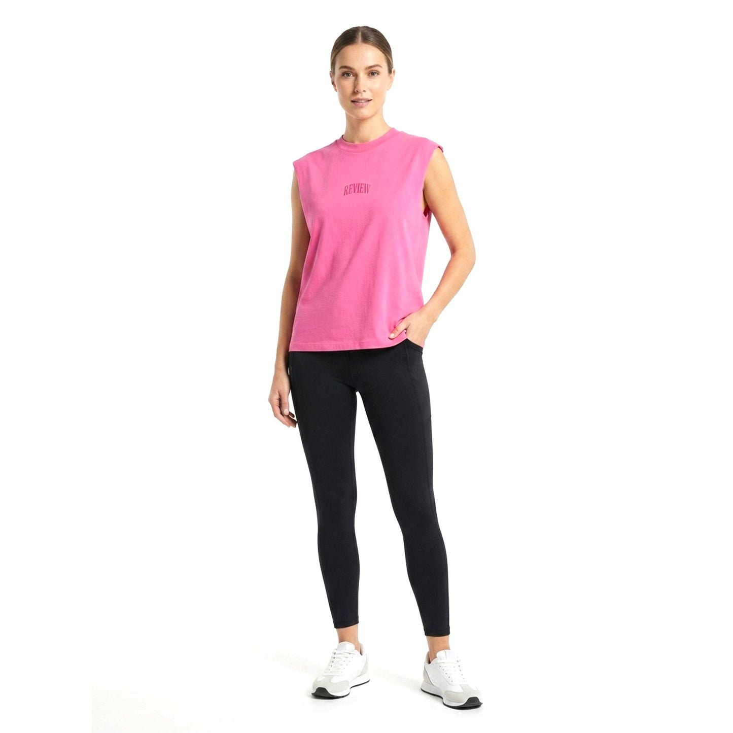 Women's Brand Logo Printed Sport Top,Hot Pink