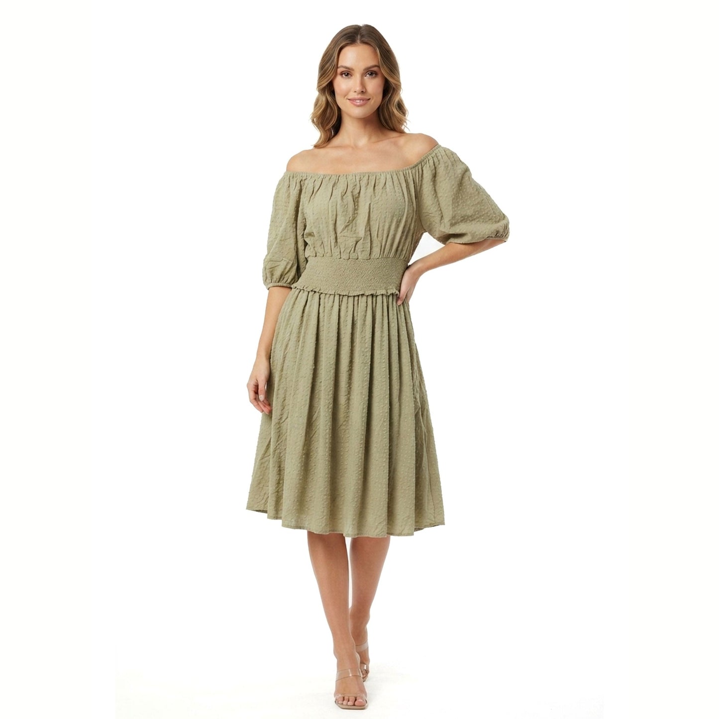 Women's Textured Dress,Olive