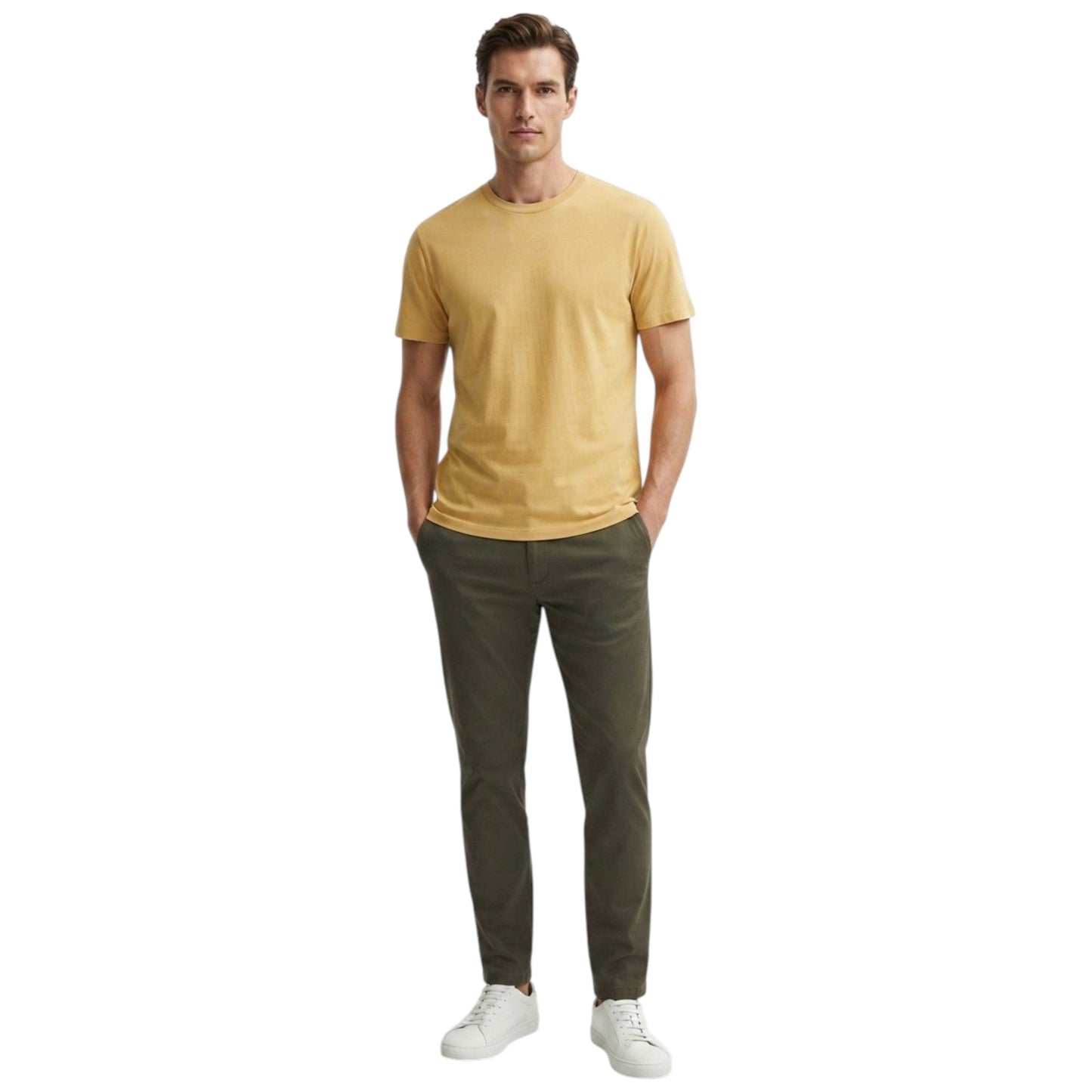 Men's Plain Solid Top,Bright Yellow
