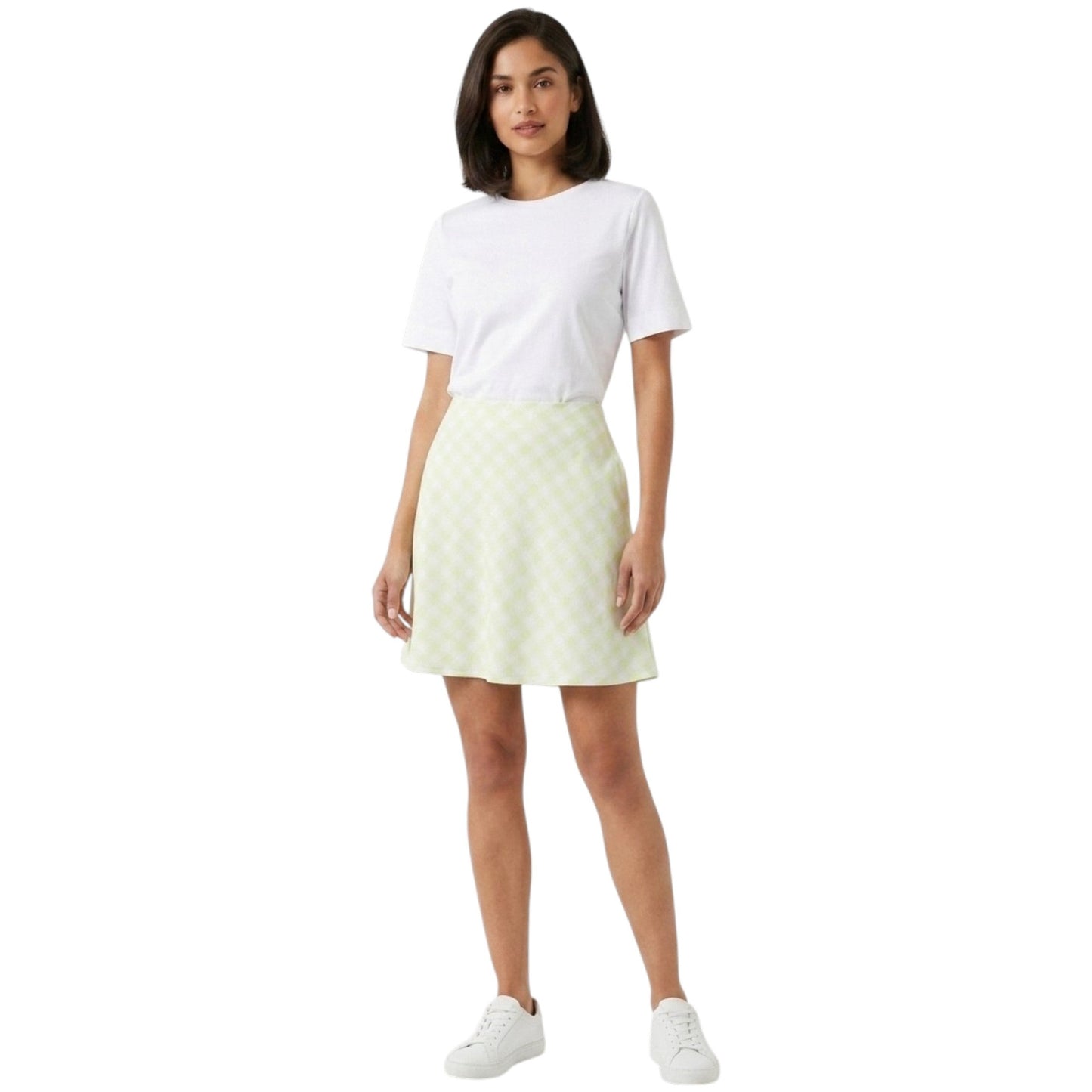 Women's Plaid Skirt,Light Green/White