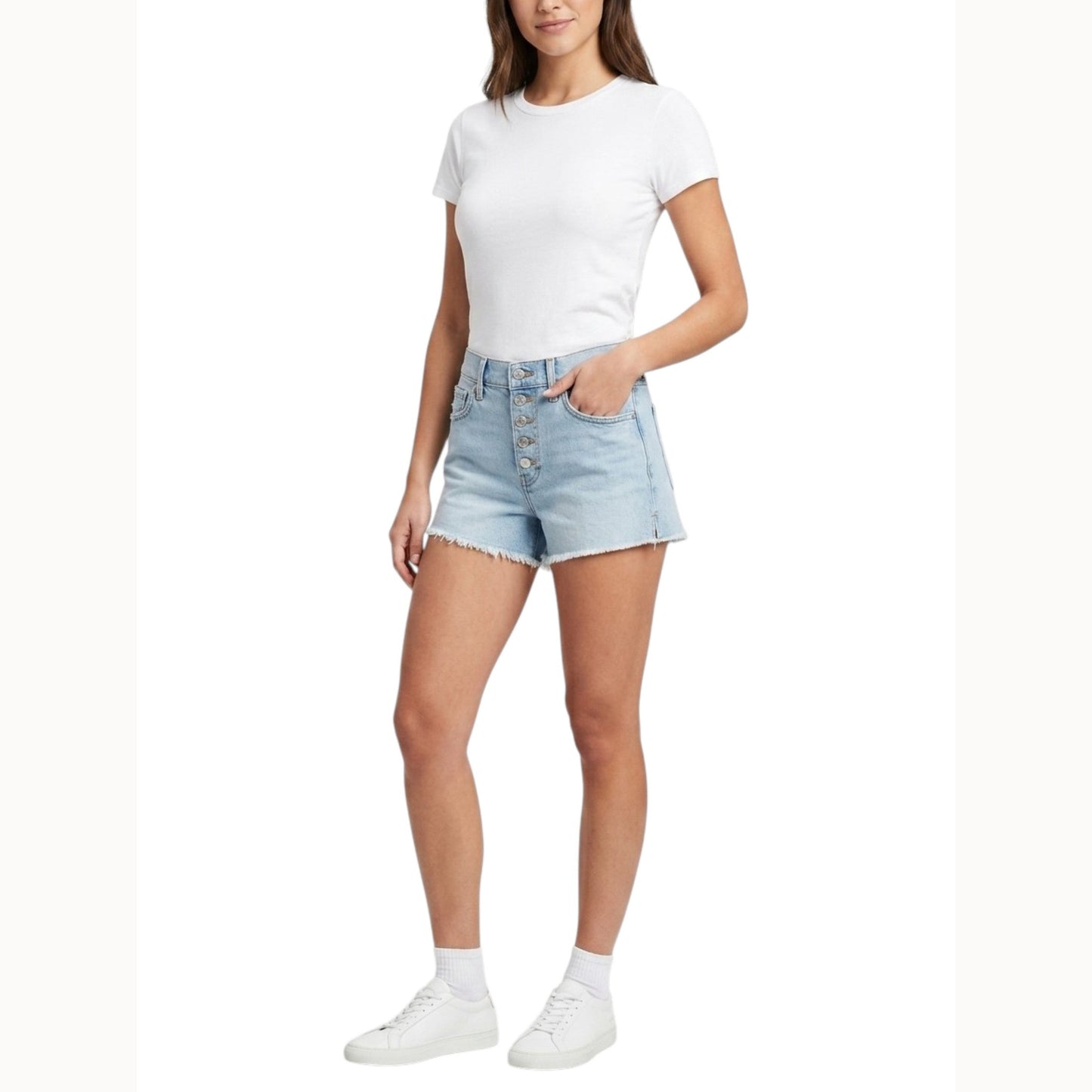 Women's Plain Jeans Short,Light Blue