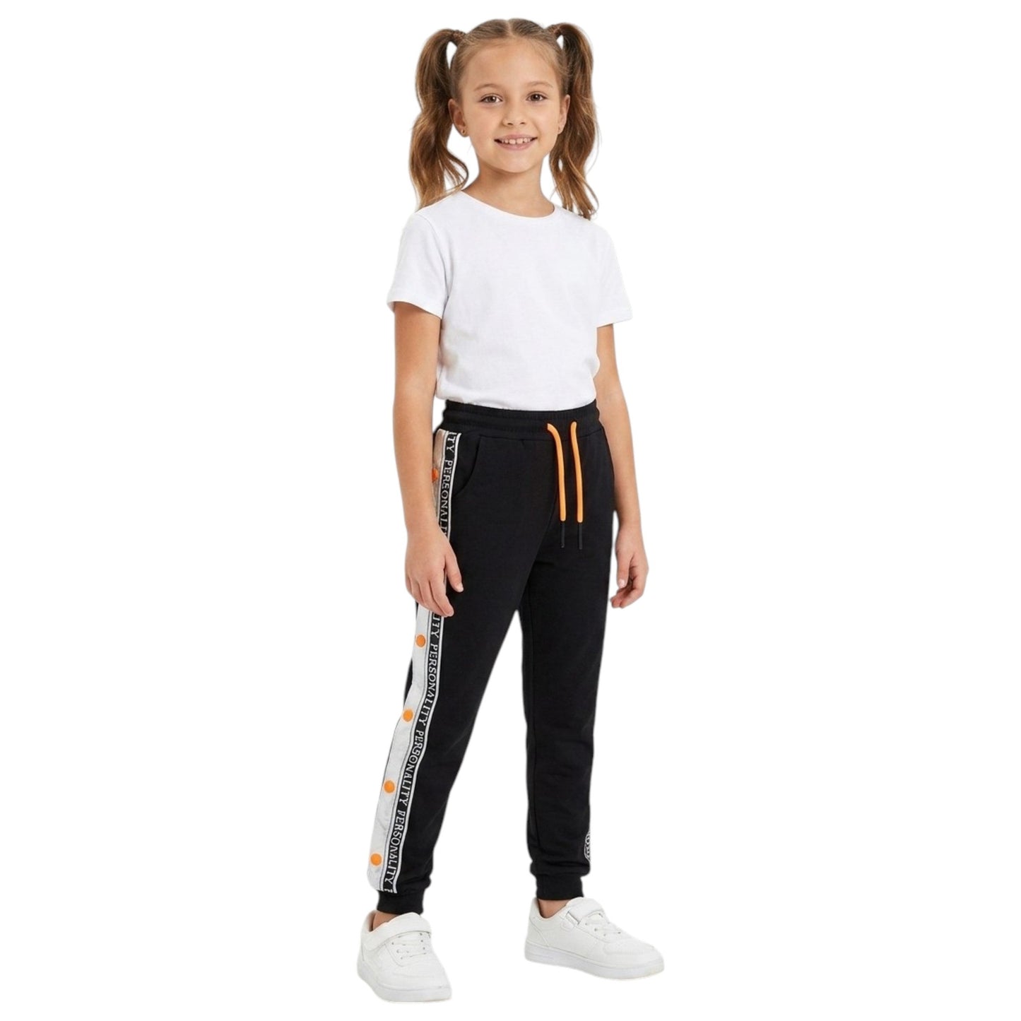 Kids Girl's Color Blocked Pants,Black