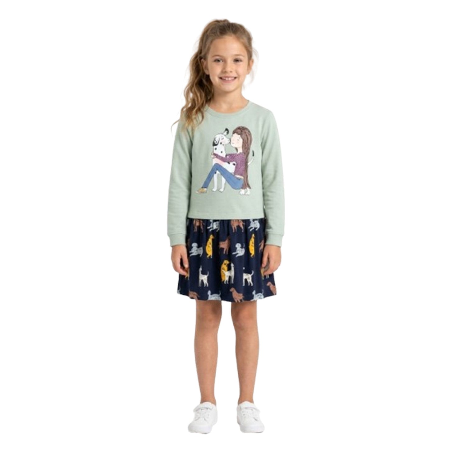 Kids Girl's Printed Dress,Mint Green