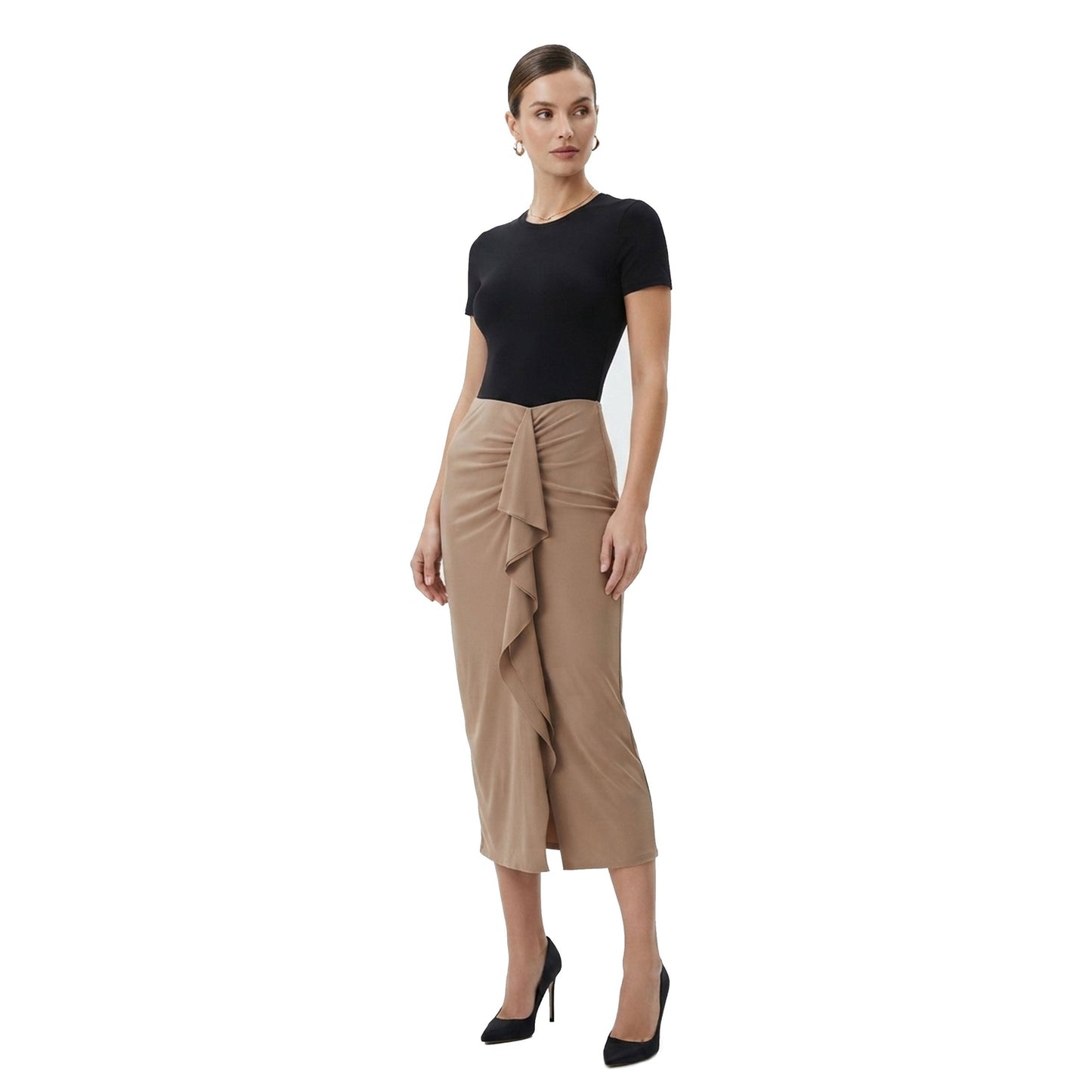 Women's Plain Skirt,Dark Beige