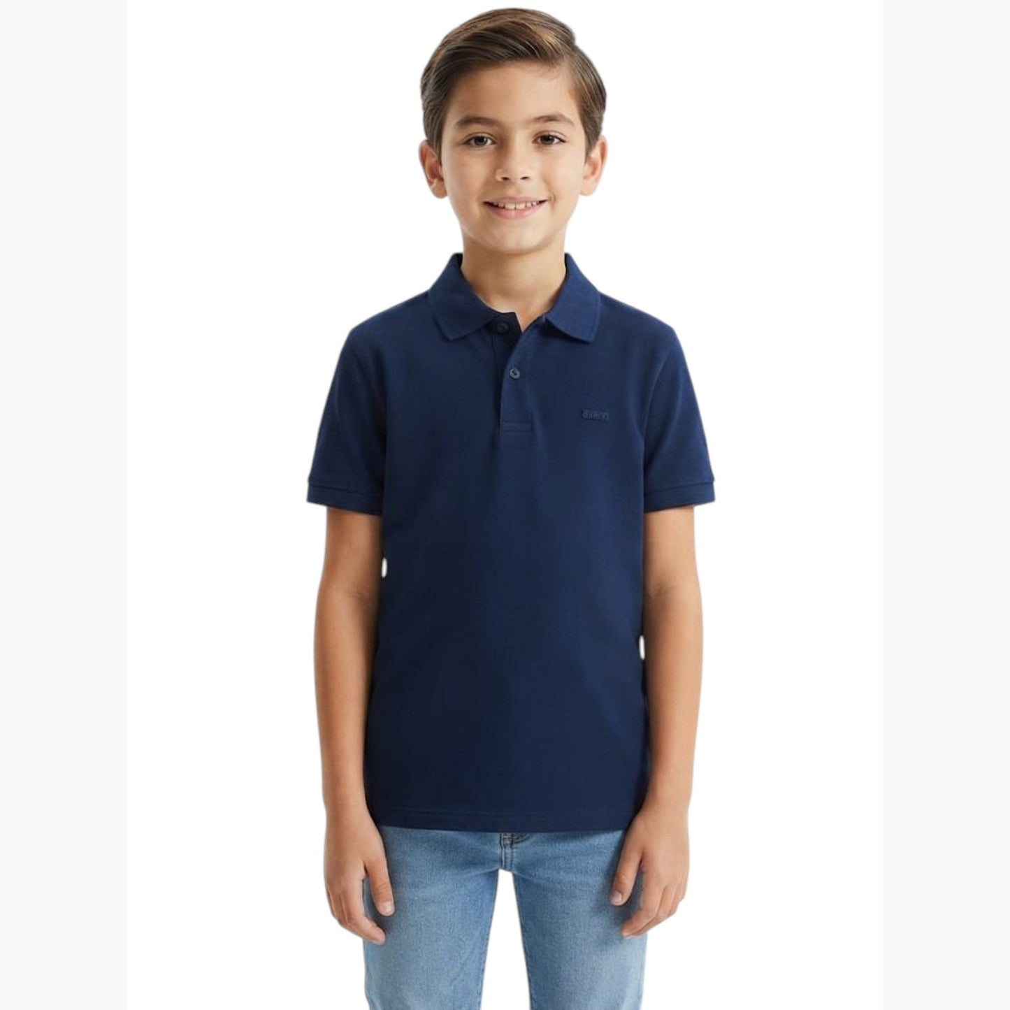 Kids Boy's Textured Polo Top,Navy