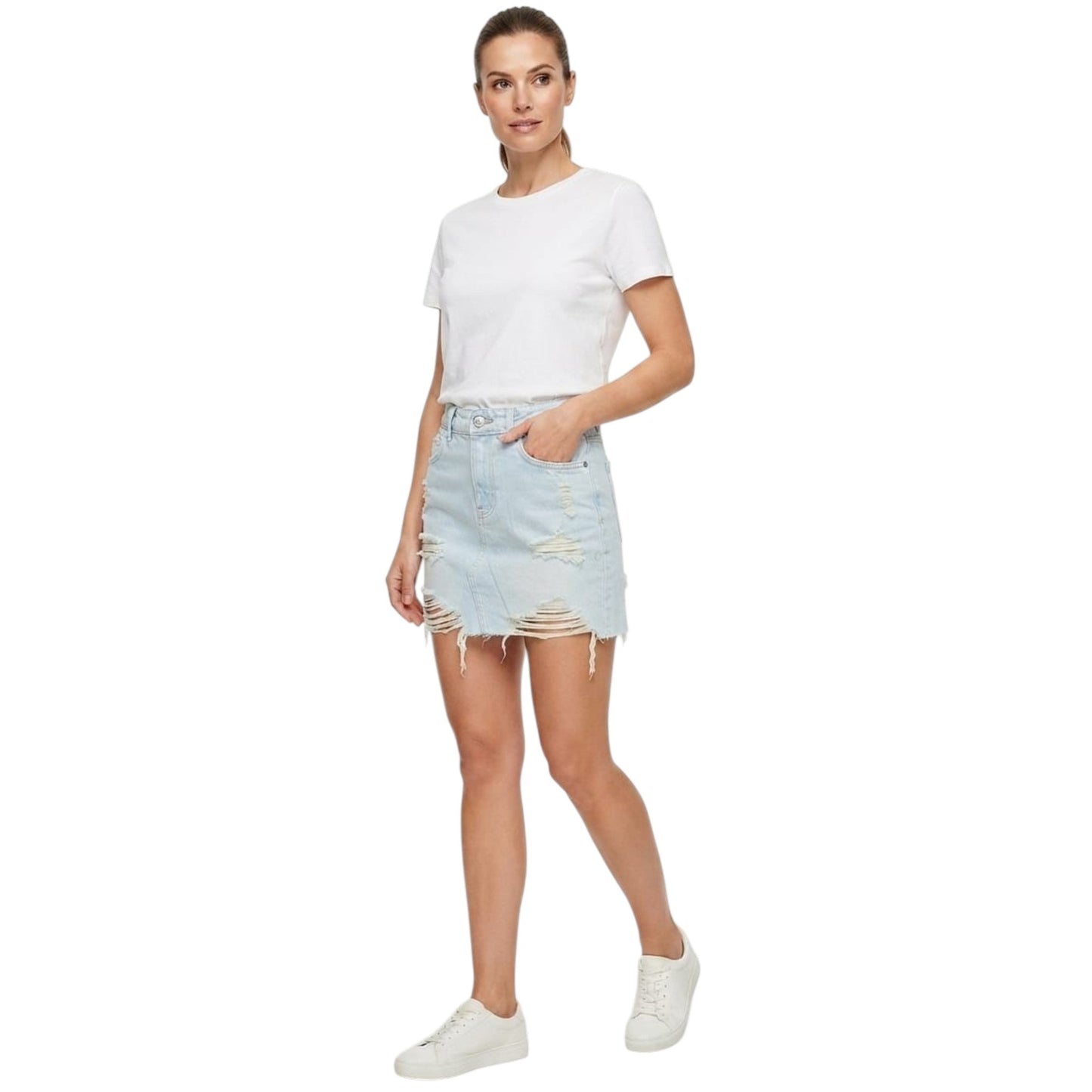 Women's Ripped Skirt,Light Blue